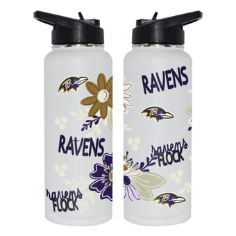 The Memory Company Baltimore Ravens 34oz. Flowers Stainless Steel Quencher Bottle