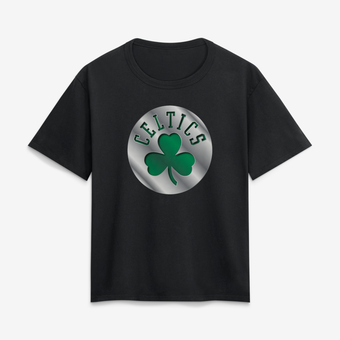 Women's Black Boston Celtics Metallic Mascot T-Shirt