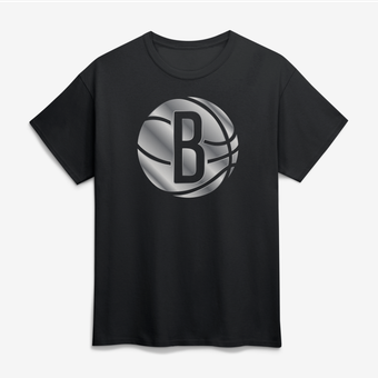 Men's Black Brooklyn Nets Big & Tall Metallic Mascot T-Shirt