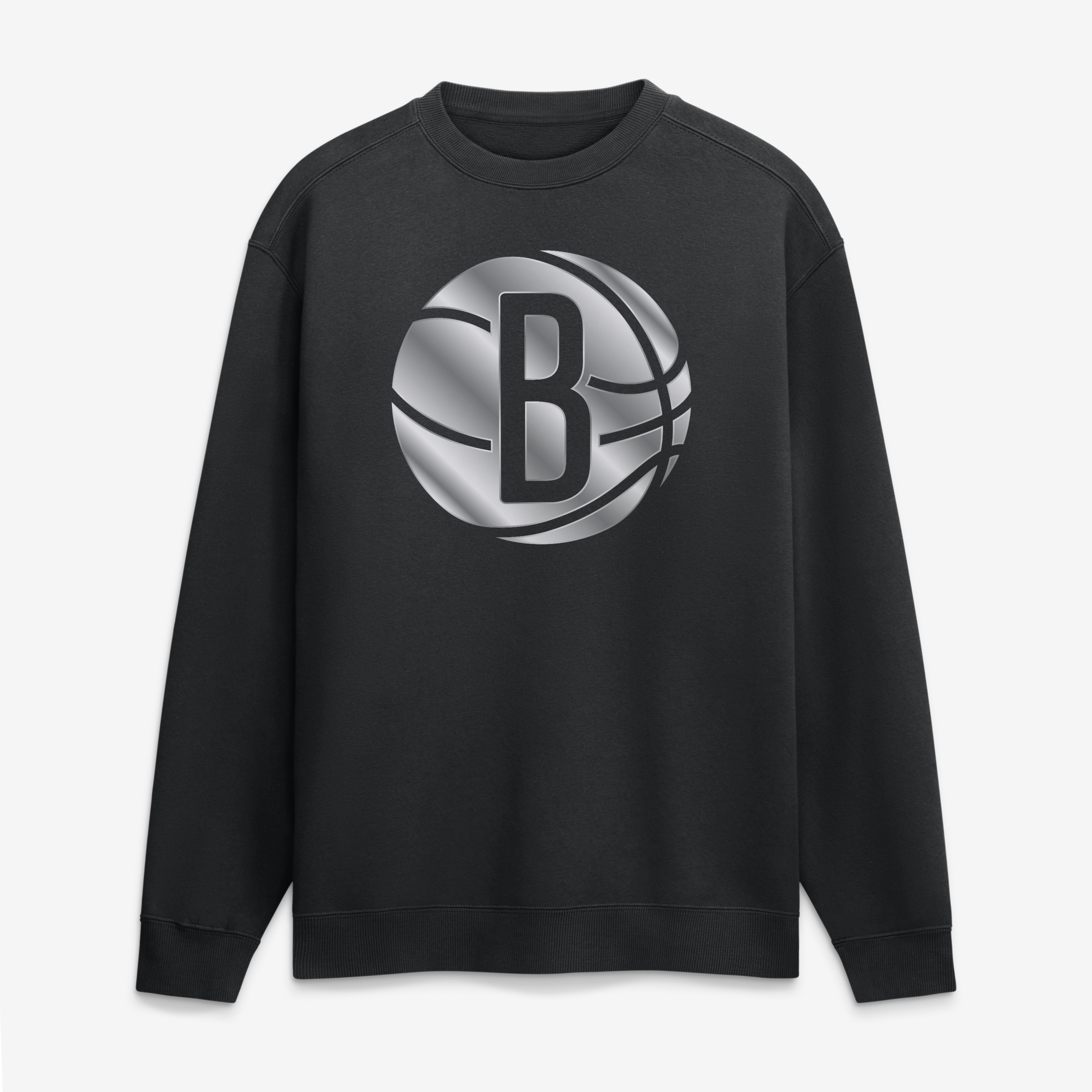Men's Black Brooklyn Nets  Metallic Mascot Sweatshirt