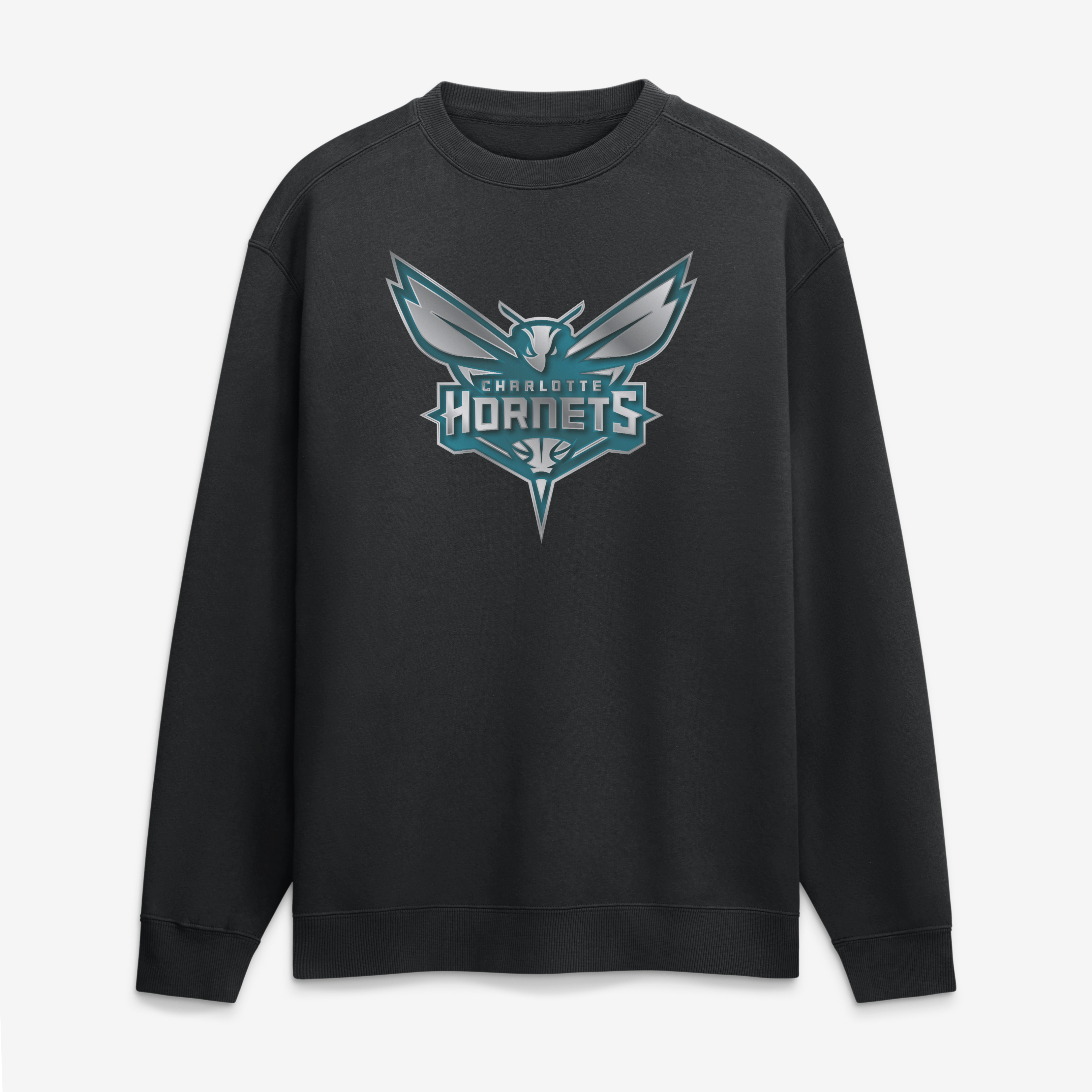 Men's Black Charlotte Hornets  Metallic Mascot Sweatshirt