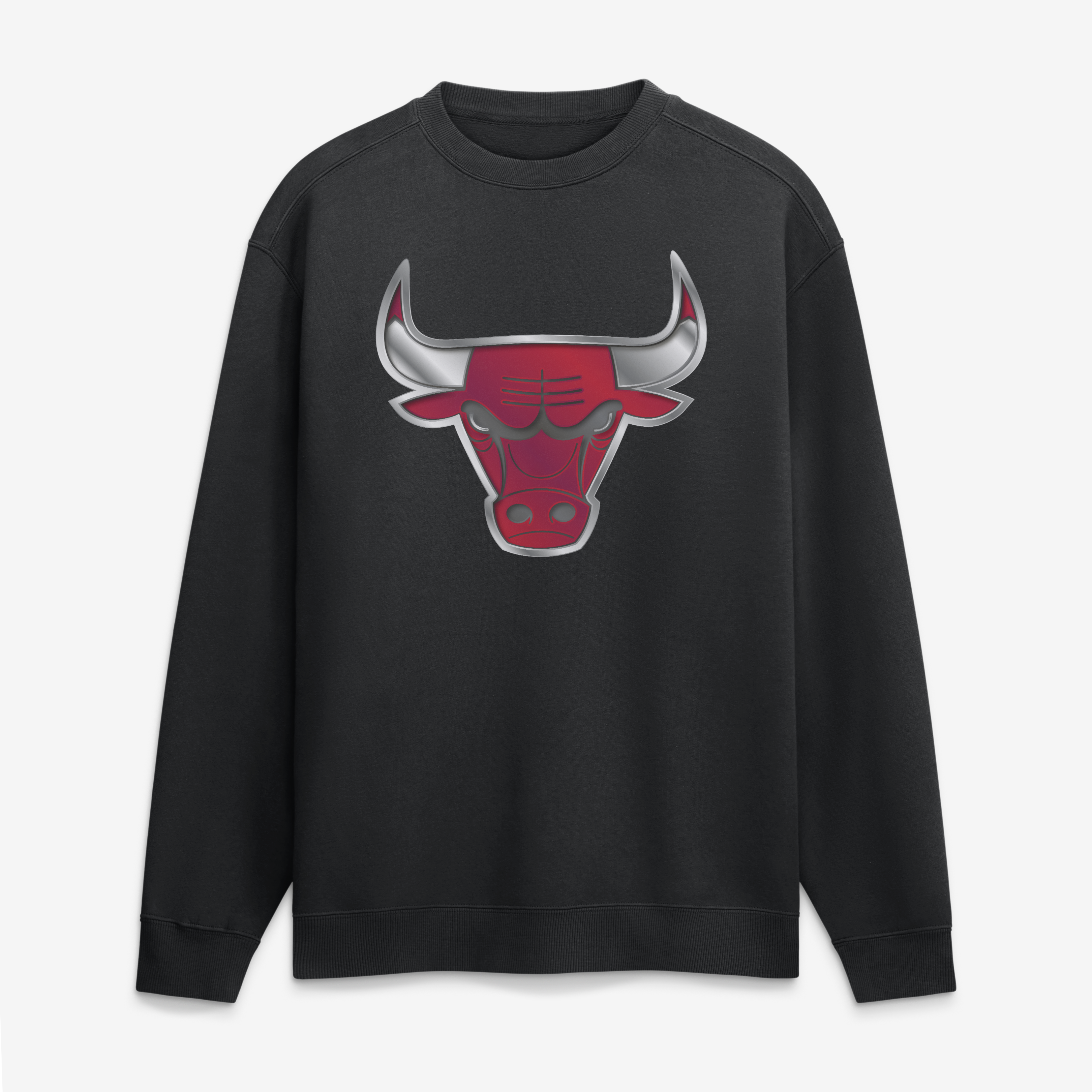 Men's Black Chicago Bulls  Metallic Mascot Sweatshirt