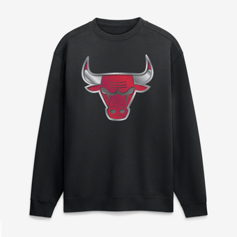 Men's Black Chicago Bulls  Metallic Mascot Sweatshirt