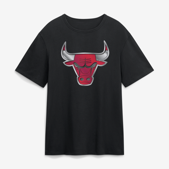 Men's Black Chicago Bulls  Metallic Mascot T-Shirt