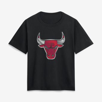 Women's Black Chicago Bulls Metallic Mascot T-Shirt