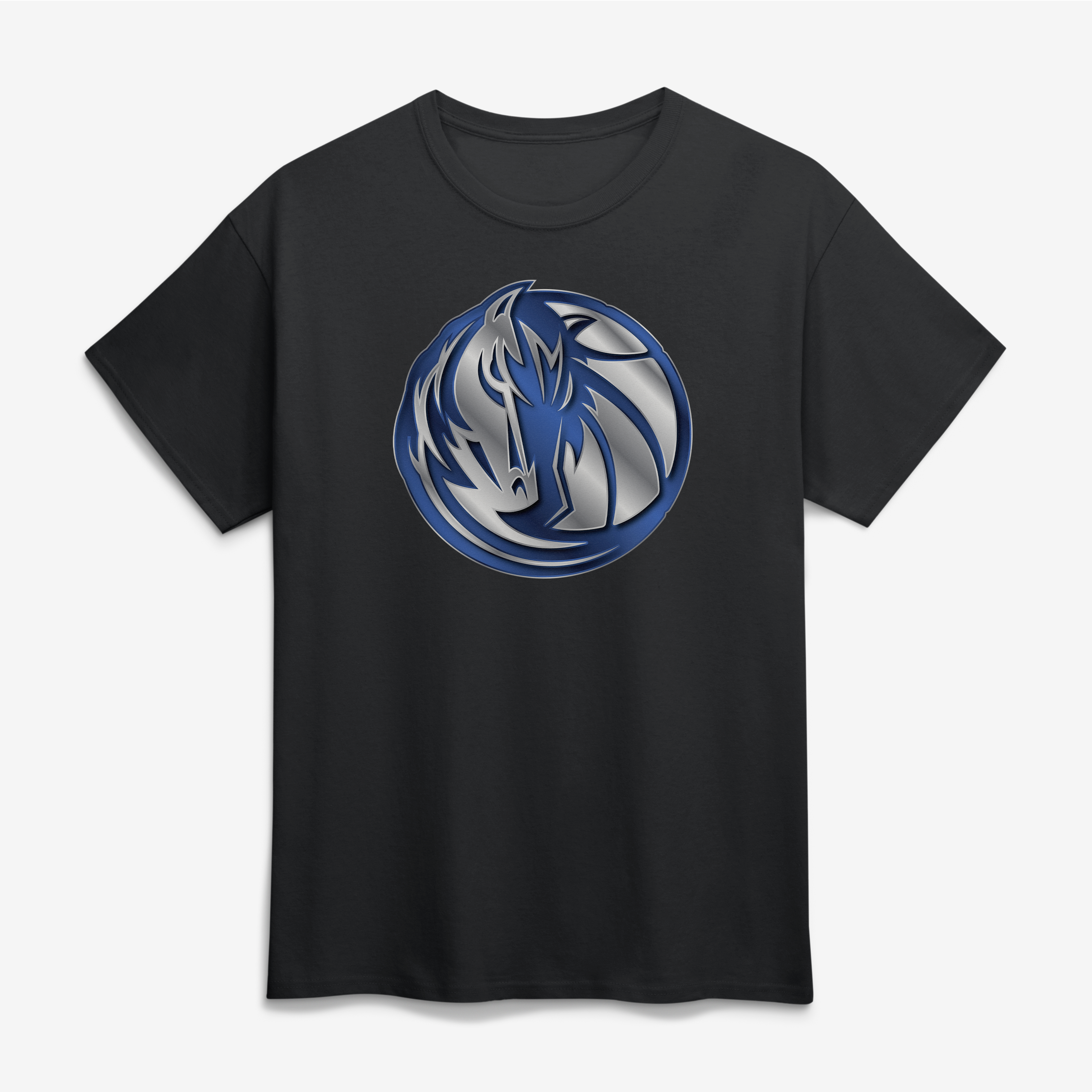 Men's Black Dallas Mavericks Big & Tall Metallic Mascot T-Shirt