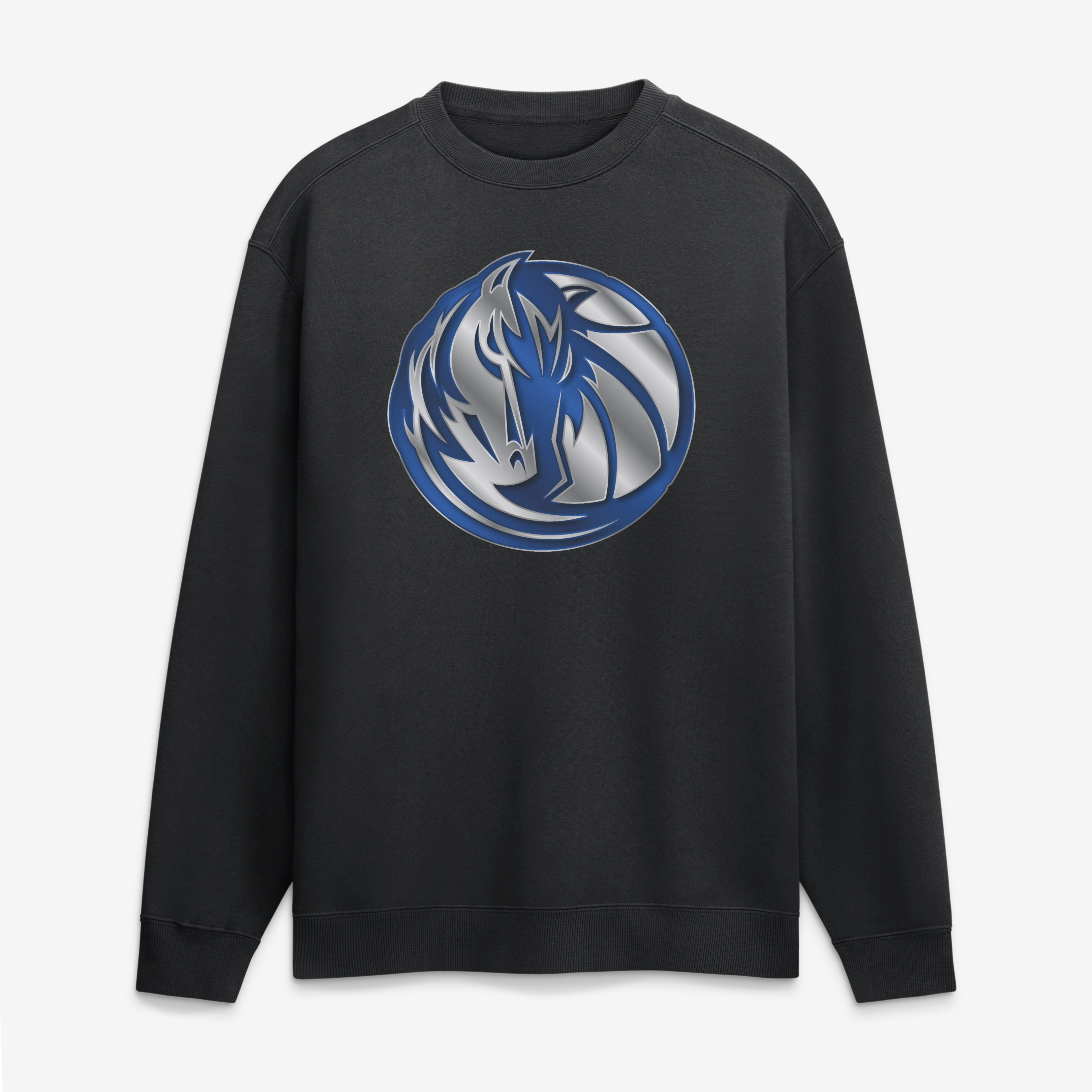 Men's Black Dallas Mavericks  Metallic Mascot Sweatshirt