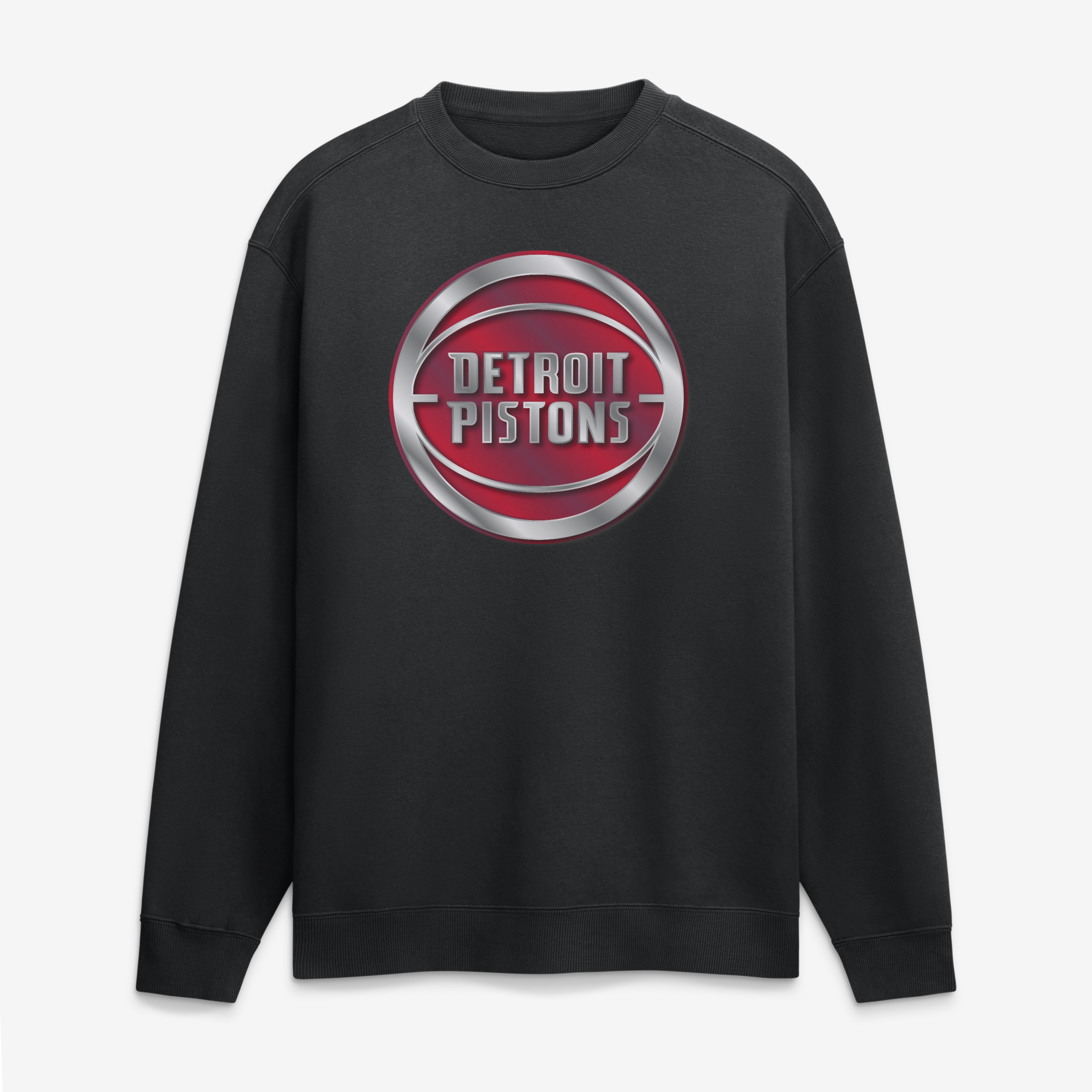 Men's Black Detroit Pistons  Metallic Mascot Sweatshirt