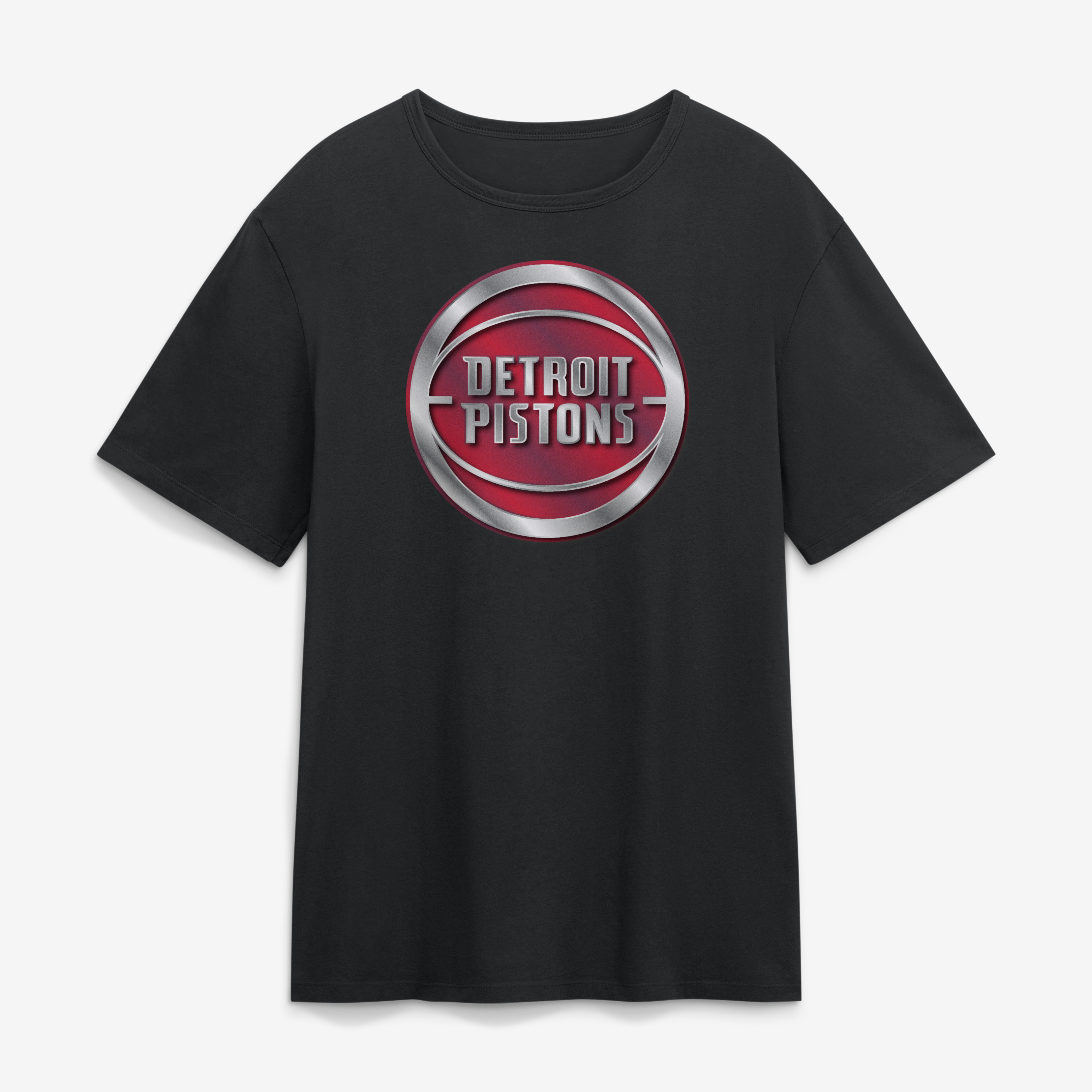 Men's Black Detroit Pistons  Metallic Mascot T-Shirt