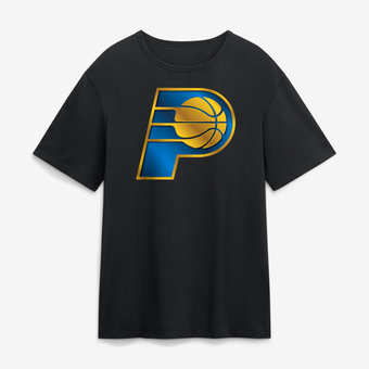 Men's Black Indiana Pacers  Metallic Mascot T-Shirt