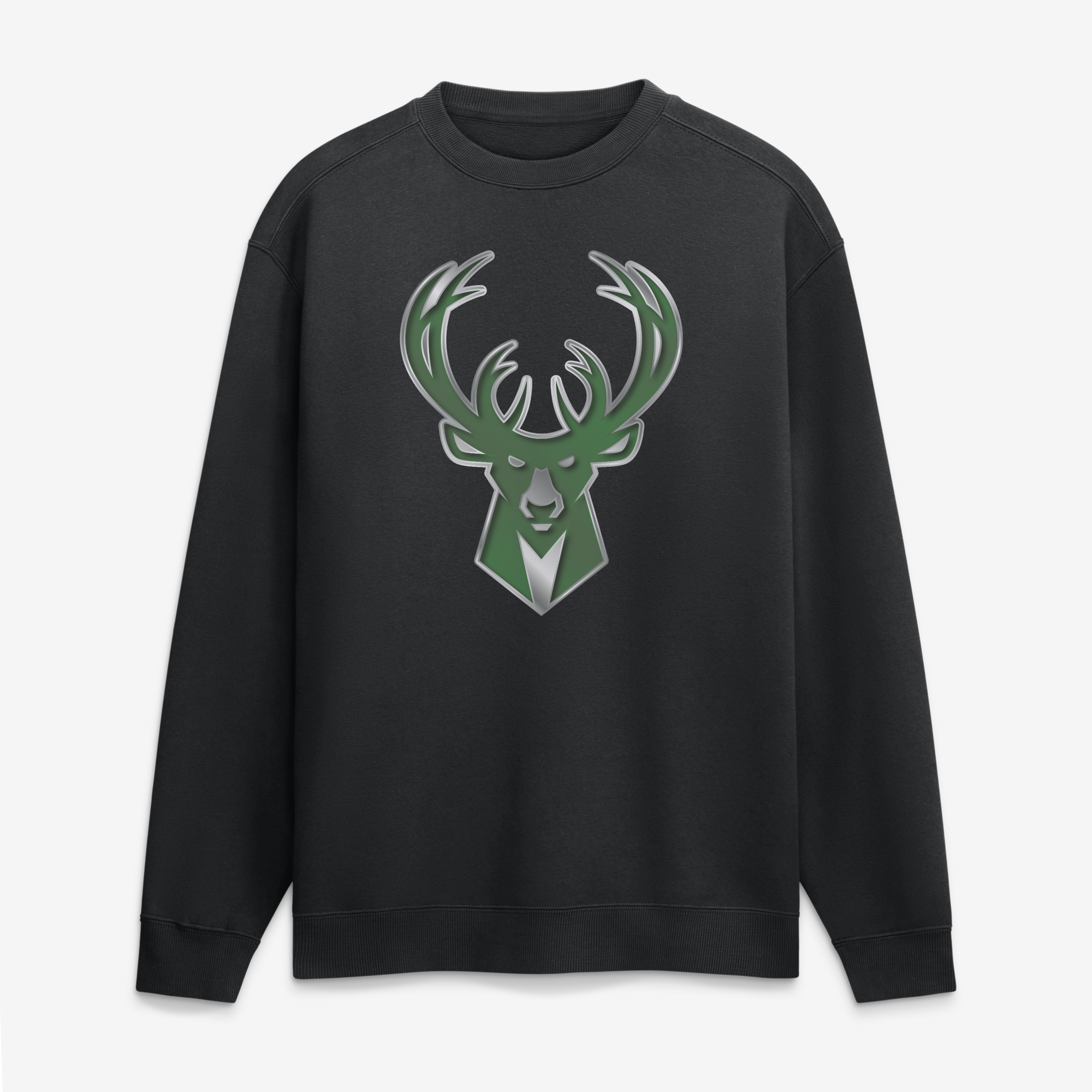 Men's Black Milwaukee Bucks  Metallic Mascot Sweatshirt