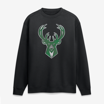 Men's Black Milwaukee Bucks  Metallic Mascot Sweatshirt