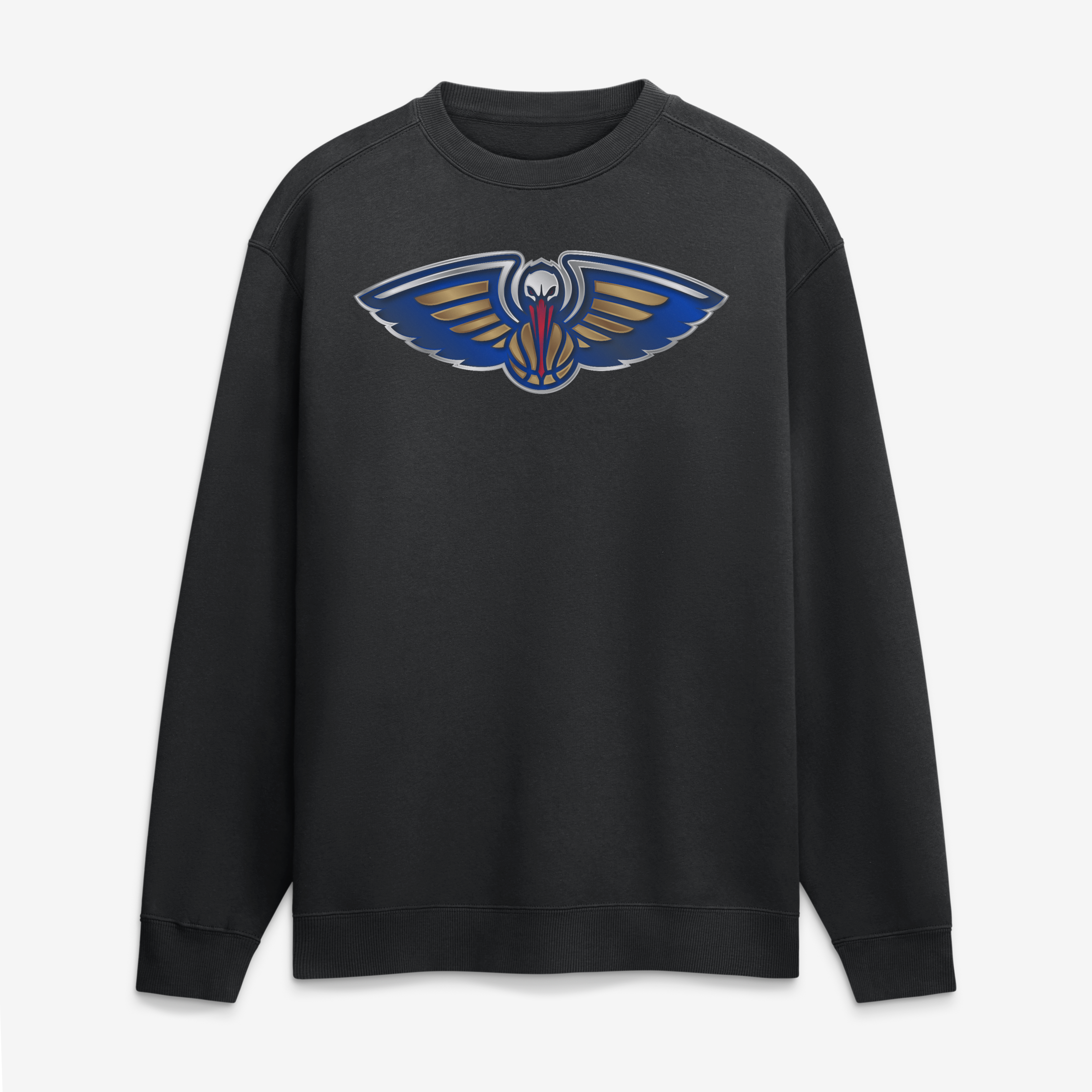 Men's Black New Orleans Pelicans  Metallic Mascot Sweatshirt