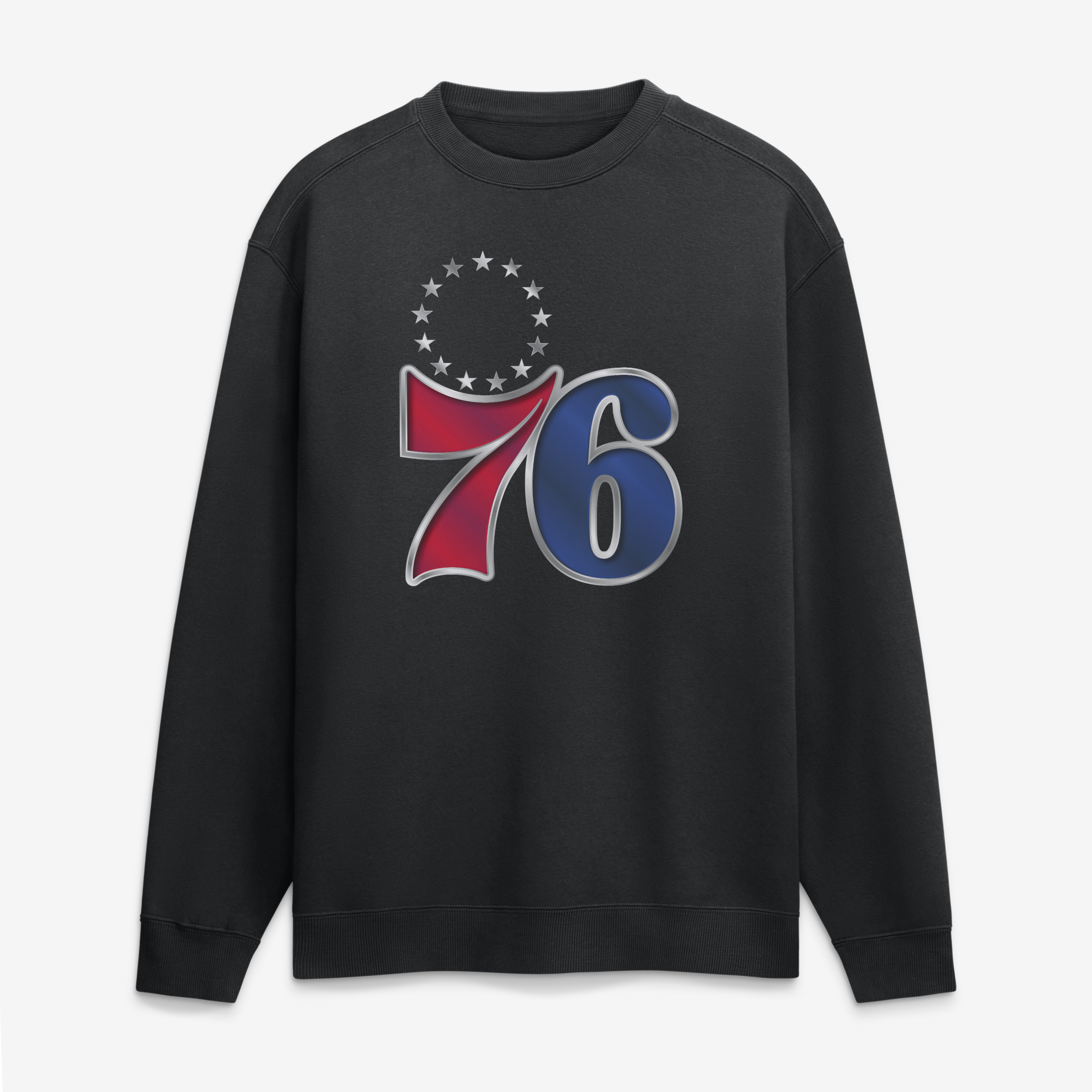 Men's Black Philadelphia 76ers  Metallic Mascot Sweatshirt