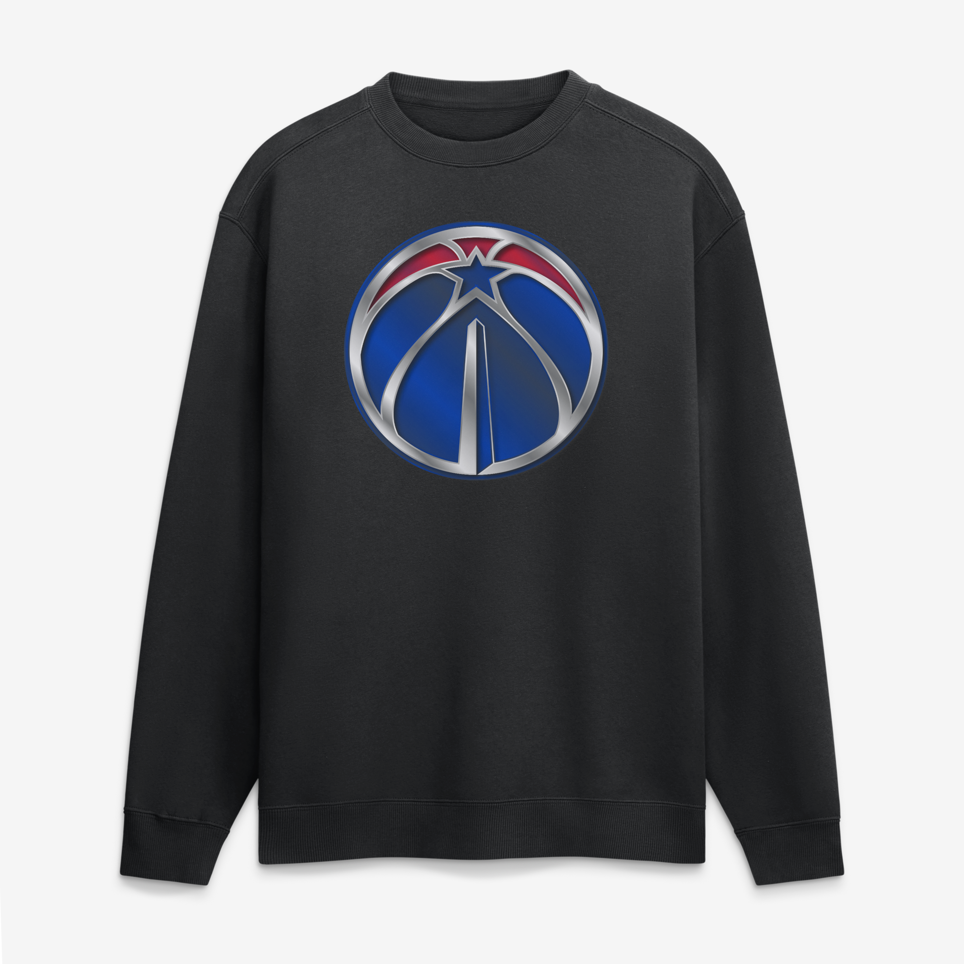 Men's Black Washington Wizards Metallic Mascot Sweatshirt