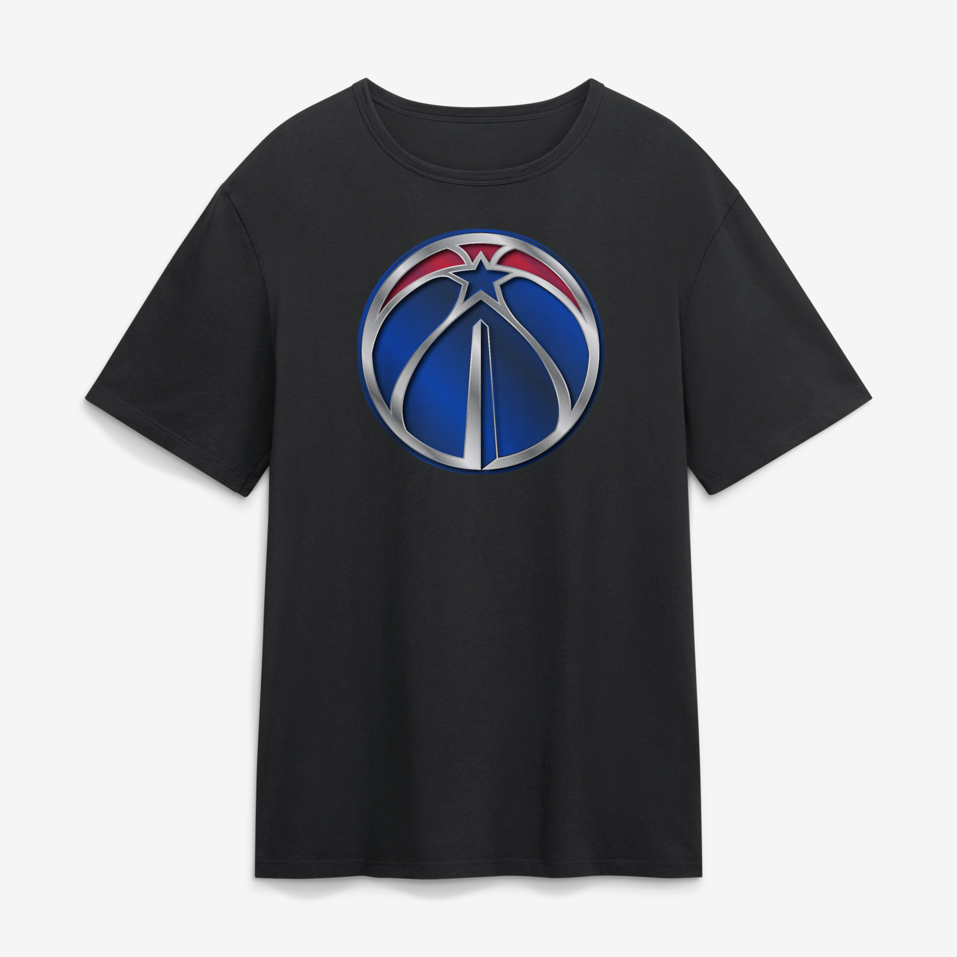 Men's Black Washington Wizards Metallic Mascot T-Shirt
