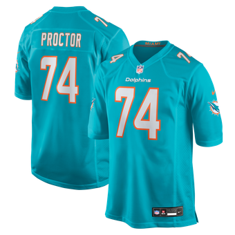 Men's Nike Kadyn Proctor Aqua Miami Dolphins Game Jersey