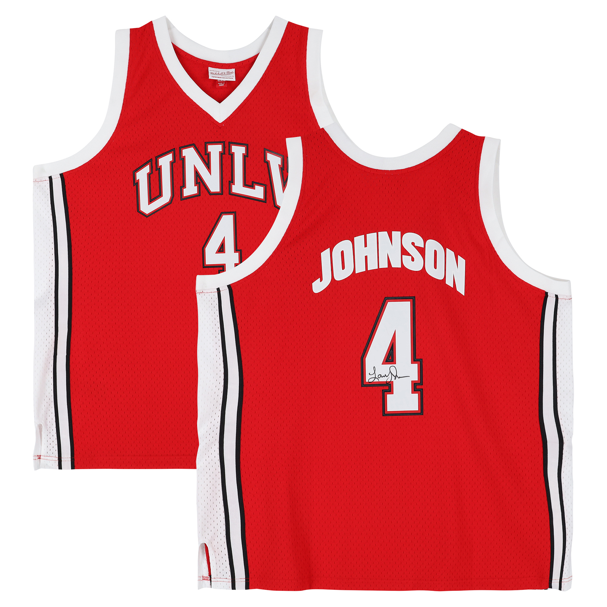 Larry Johnson UNLV Rebels Autographed Red Mitchell & Ness 1989 Swingman Jersey