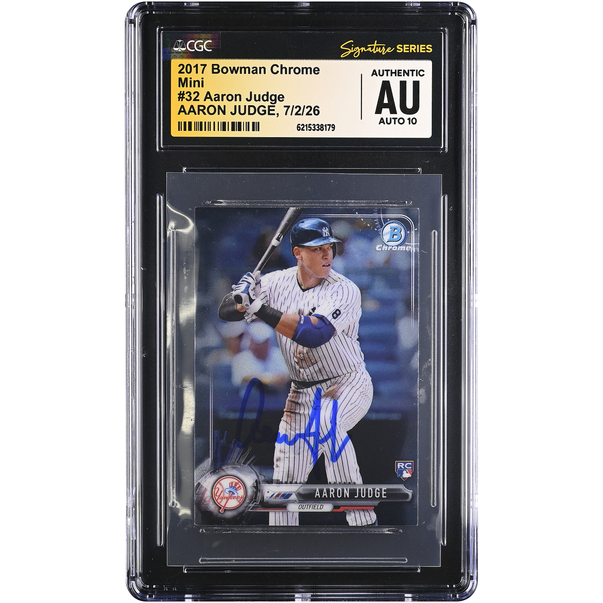 Aaron Judge New York Yankees Autographed 2017 Bowman Chrome Mini #32 CGC Fanatics Witnessed Authenticated AUTO 10 Rookie Card