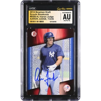 Aaron Judge New York Yankees Autographed 2014 Bowman Draft Scouts Breakouts #BSB-AJ CGC Fanatics Witnessed Authenticated AUTO 10 Card