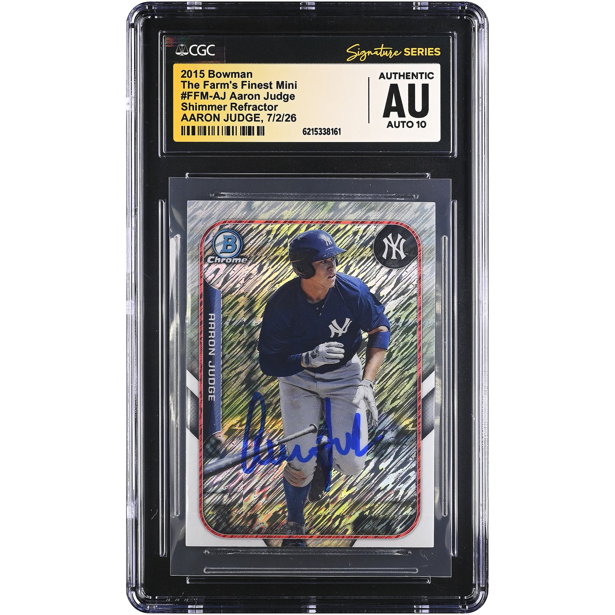 Aaron Judge New York Yankees Autographed 2015 Bowman The Farm's Finest Mini Shimmer Refractor #FFM-AJ CGC Fanatics Witnessed Authenticated AUTO 10 Card
