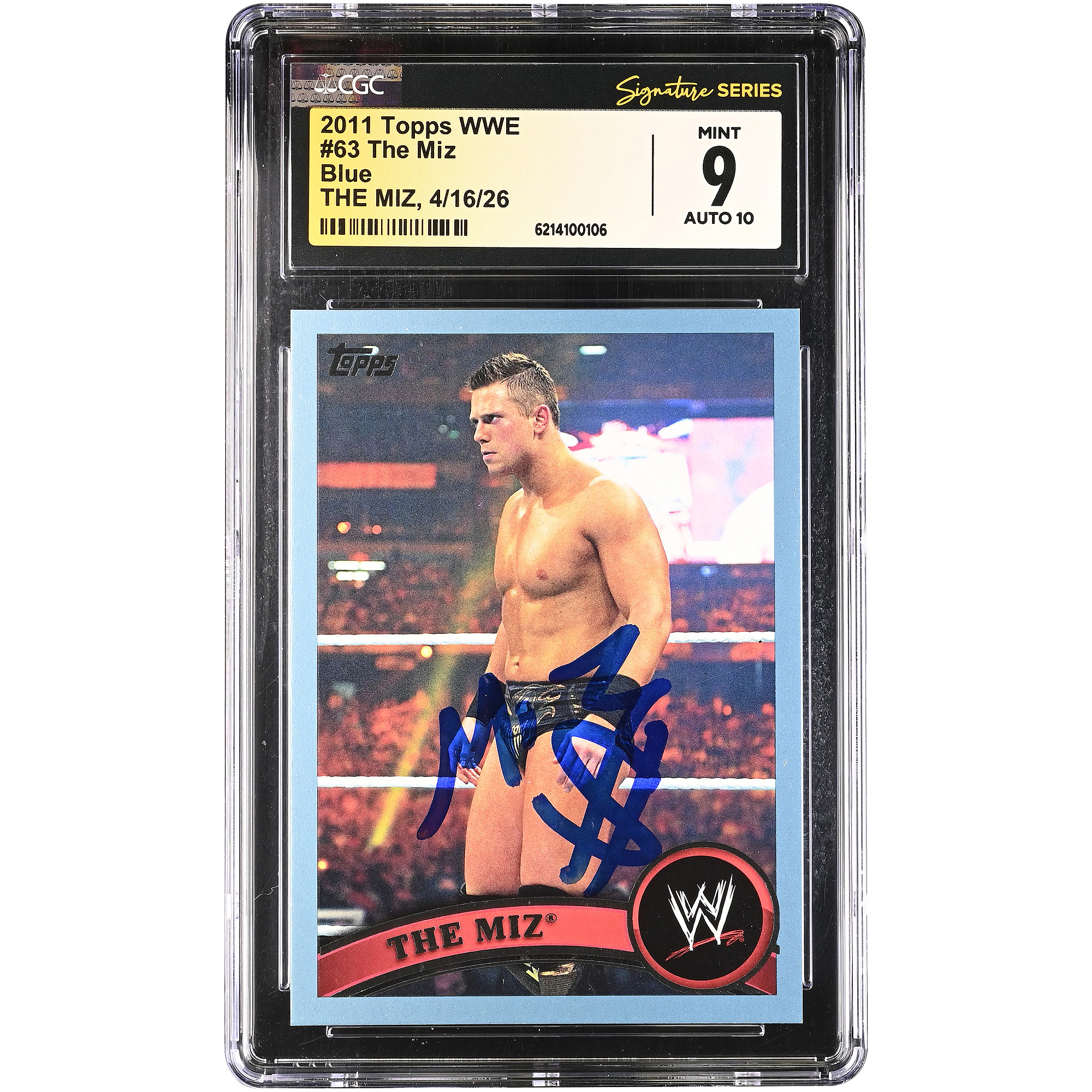 The Miz WWE Autographed 2011 Topps Blue #63 CGC Fanatics Witnessed Authenticated 9/10 Card The Miz WWE Autographed 2011 Topps Blue #63 CGC Fanatics Witnessed Authenticated 9/10 Card