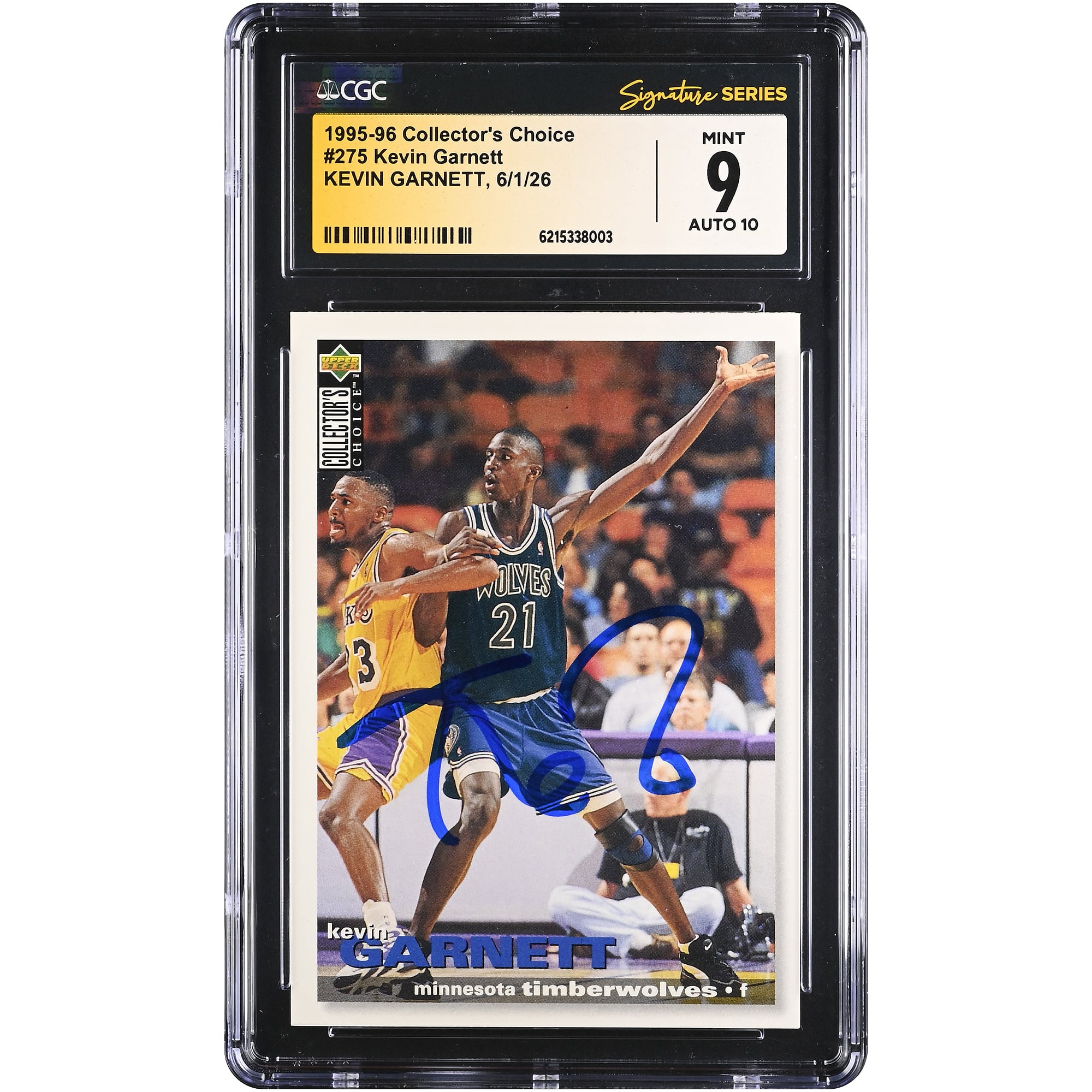Kevin Garnett Minnesota Timberwolves Autographed 1995-96 Collector's Choice #275 CGC Fanatics Witnessed Authenticated Rookie Card