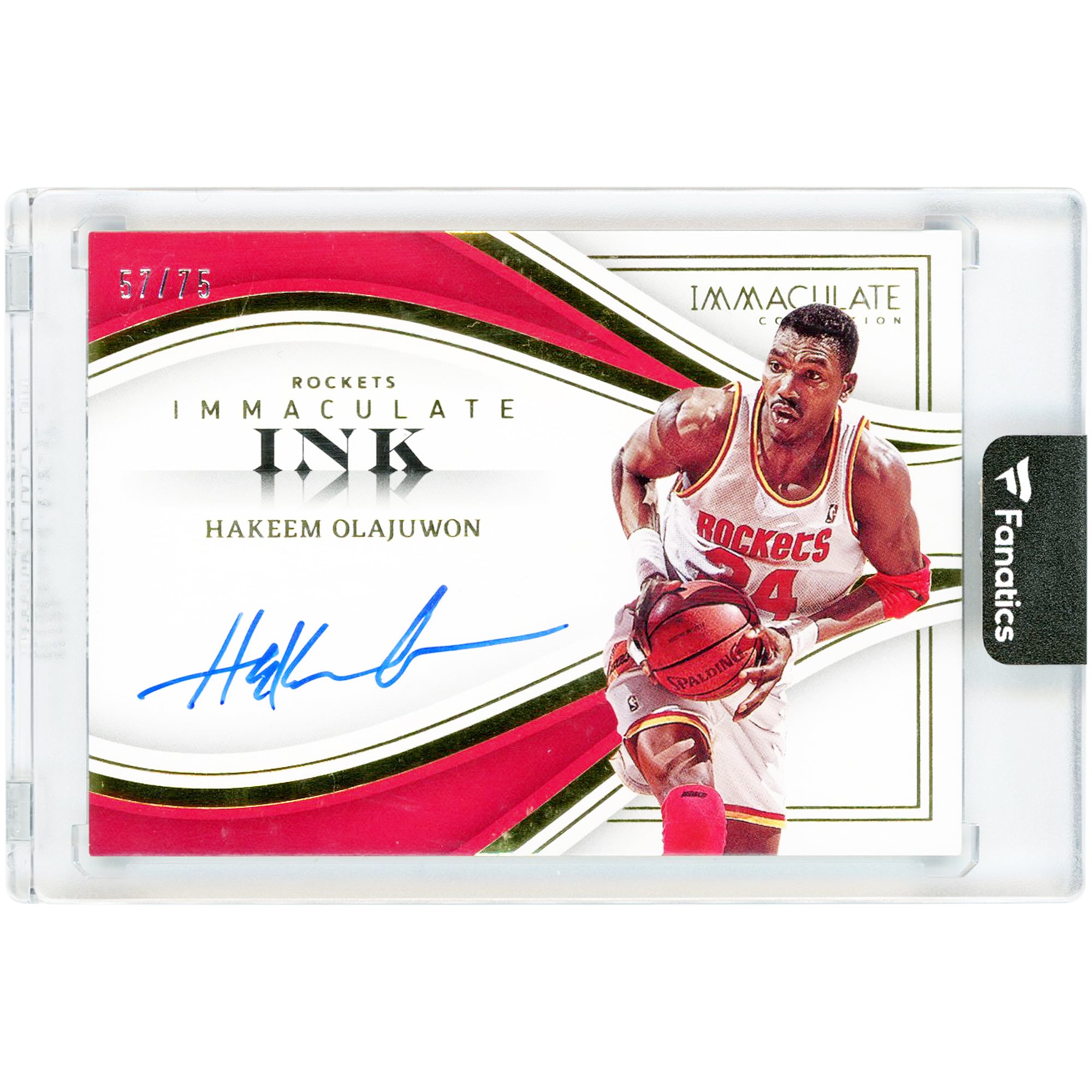 Hakeem Olajuwon Houston Rockets Autographed 2022-23 Panini Immaculate Collection Immaculate Ink #II-HKO #57/75 Card