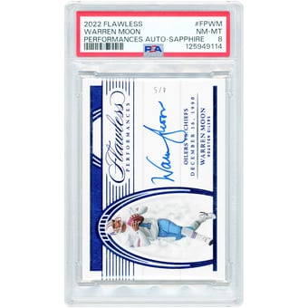 Warren Moon Houston Oilers Autographed 2022 Panini Flawless Sapphire Performances Signatures #FP-WM #4/5 PSA Authenticated 8 Card
