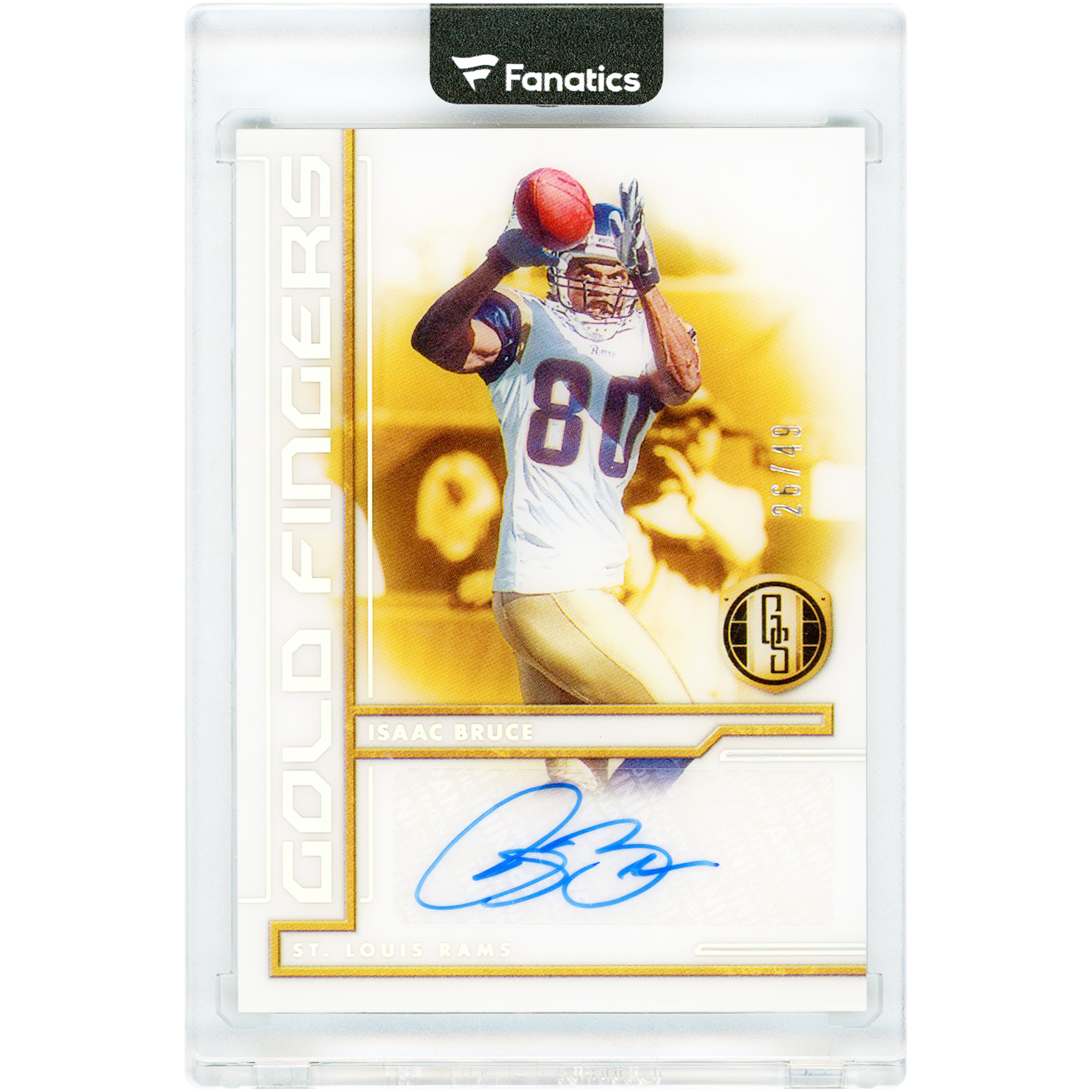 Isaac Bruce St. Louis Rams Autographed 2024 Panini Gold Standard Gold Fingers #GF-IB #25/49 Card