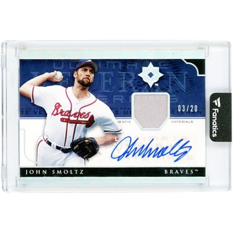 John Smoltz Atlanta Braves Autographed 2005 Upper Deck Ultimate Collection Ultimate Veteran Materials Game Used Jersey Relic #UV-SM #3/20 Card