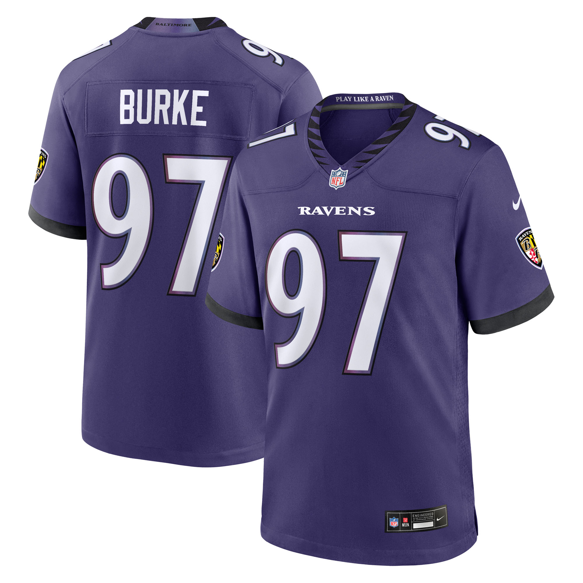 Men's Nike Ethan Burke Purple Baltimore Ravens Team Game Jersey