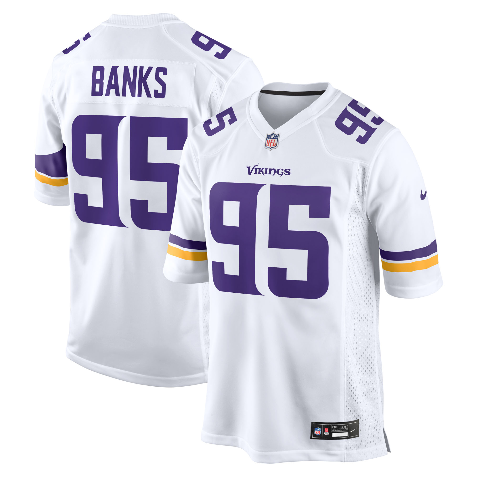 Men's Nike Caleb Banks White Minnesota Vikings Game Jersey