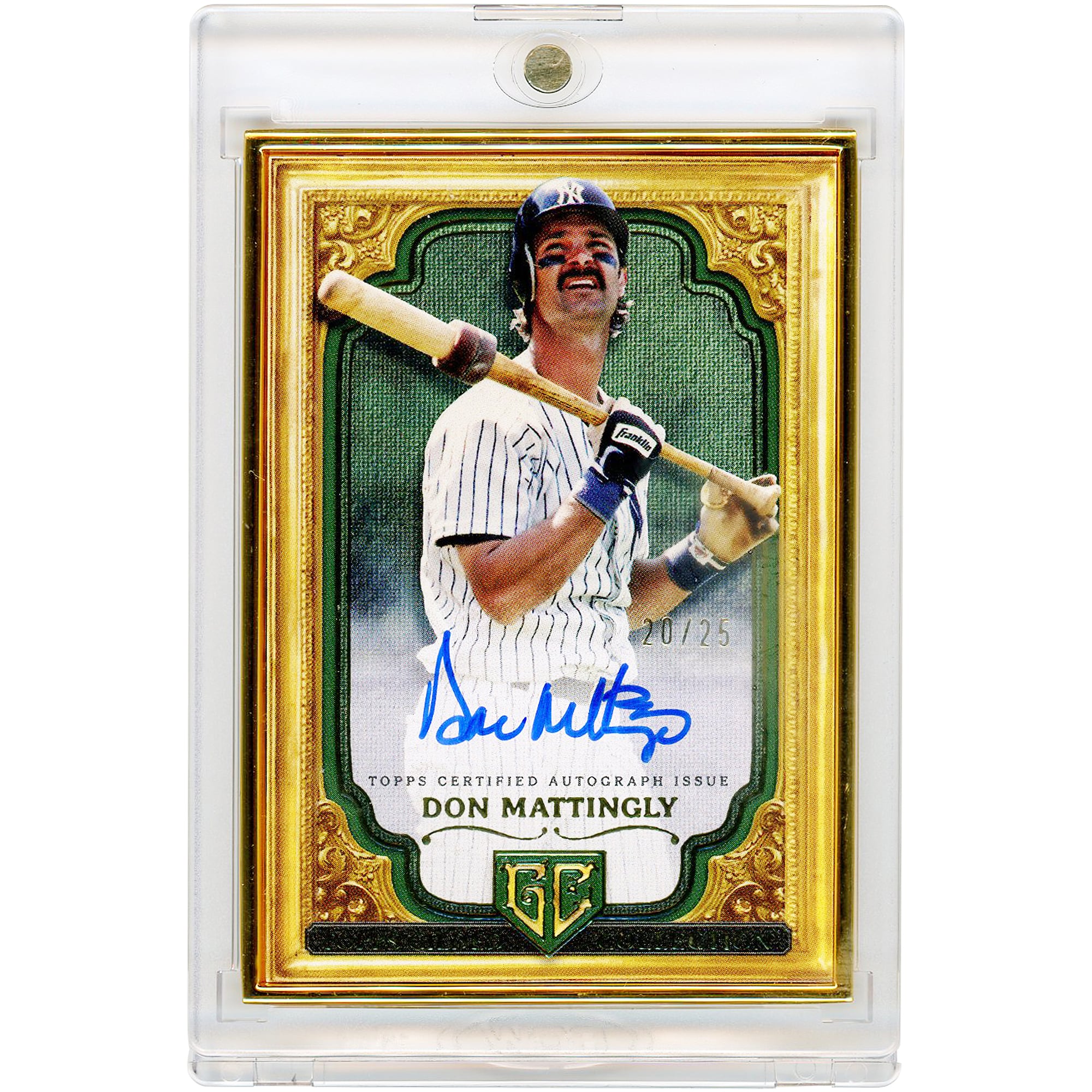 Don Mattingly New York Yankees Autographed 2024 Topps Gilded Collection Gallery of Gold Emerald #GOG-DMA #20/25 Card