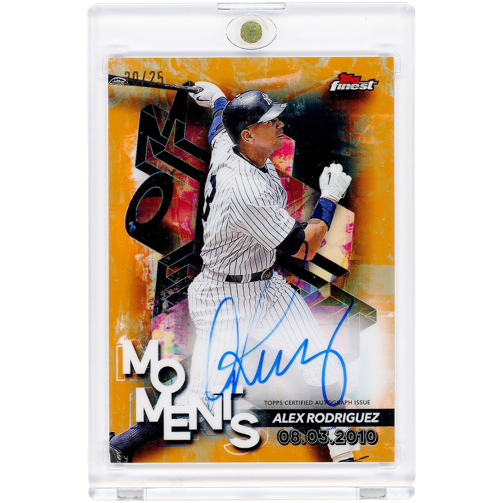 Alex Rodriguez New York Yankees Autographed 2024 Topps Finest Moments Orange Refractor #FMA-AR #20/25 Card