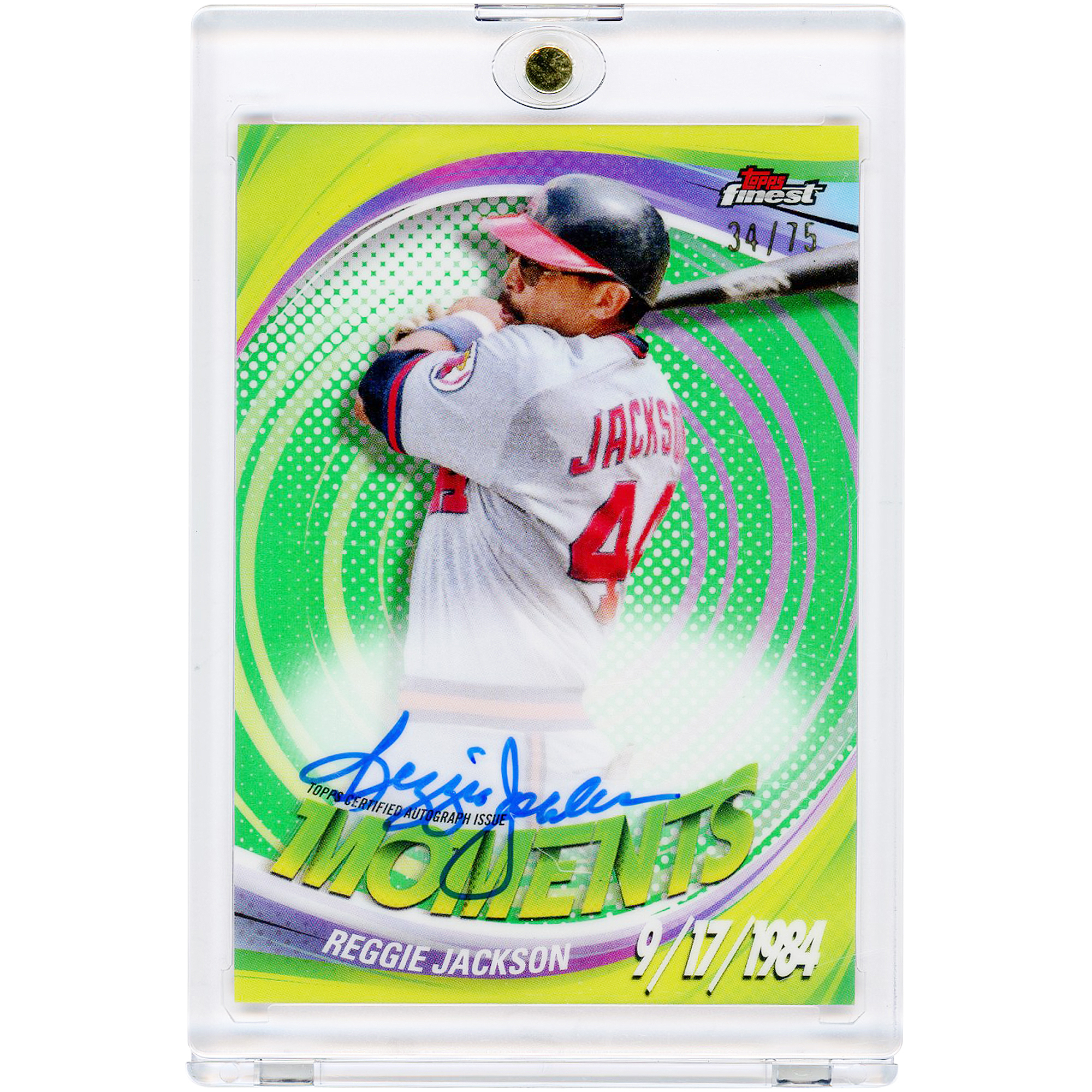 Reggie Jackson California Angels Autographed 2025 Topps Finest Moments Green Refractor #FMA-RJ #34/75 Card