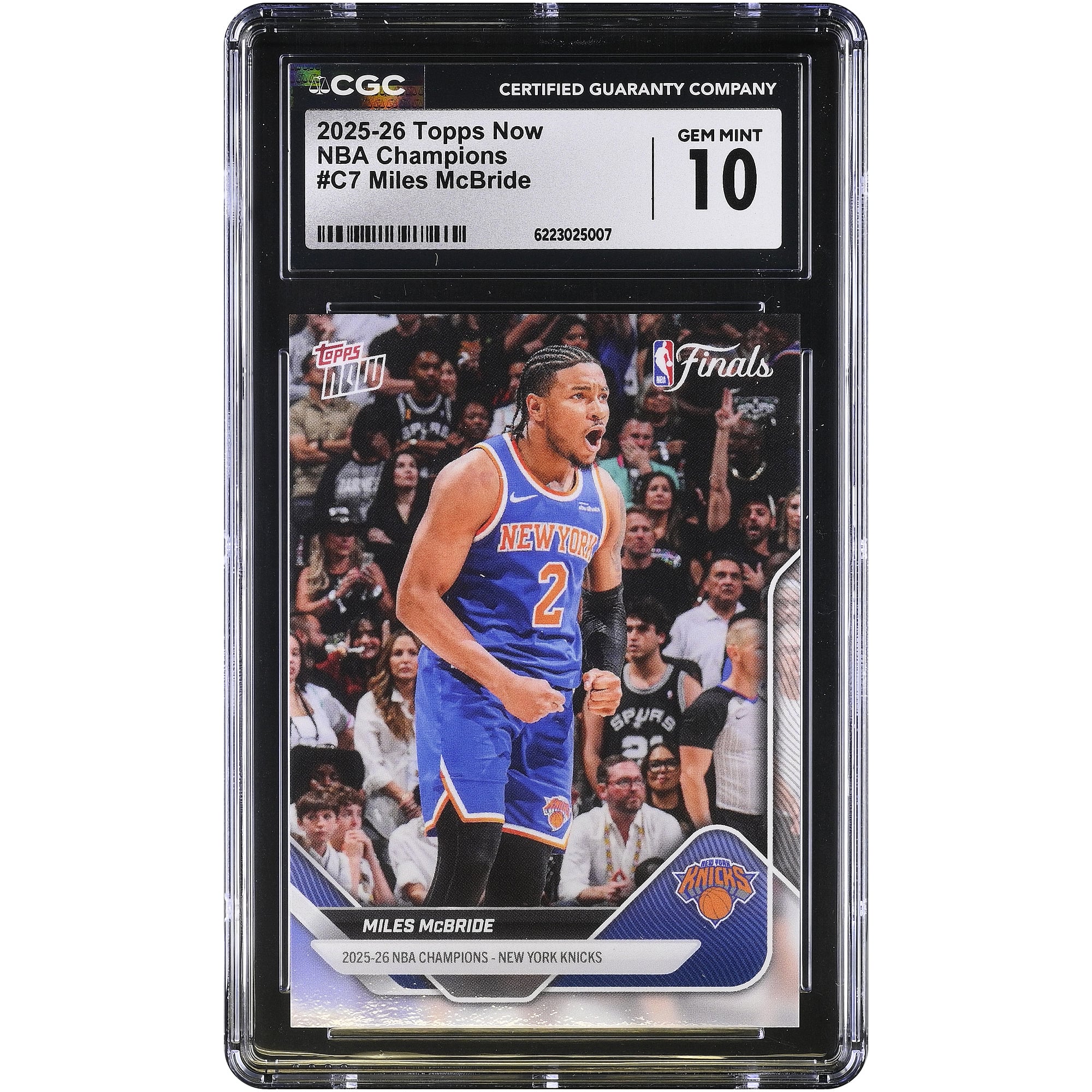 Miles McBride, New York Knicks, 2025-26 Topps Now 25-26 NBA Champions #C7, CGC-authentifizierte Karte in Top-Zustand (Mint), 10 Stück
