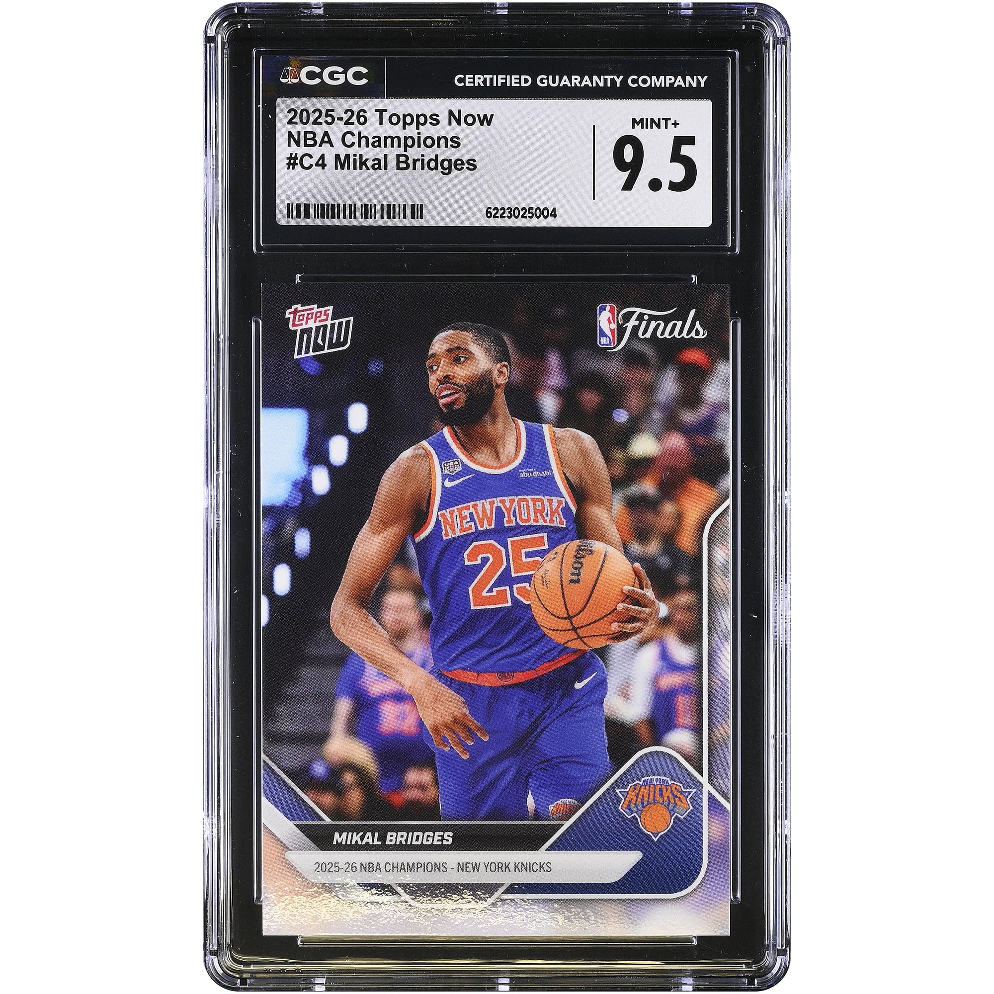Mikal Bridges, New York Knicks, 2025-26 Topps Now 25-26 NBA Champions #C4, CGC-authentifiziert, Zustand: MINT+ 9.5, Karte