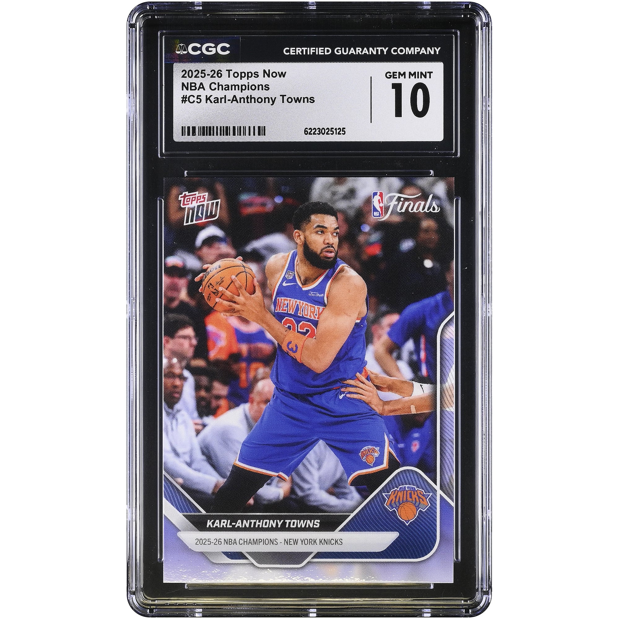Karl-Anthony Towns New York Knicks 2025-26 Topps Now 25-26 NBA Champions #C5 CGC Authenticated GEM MINT 10 Card