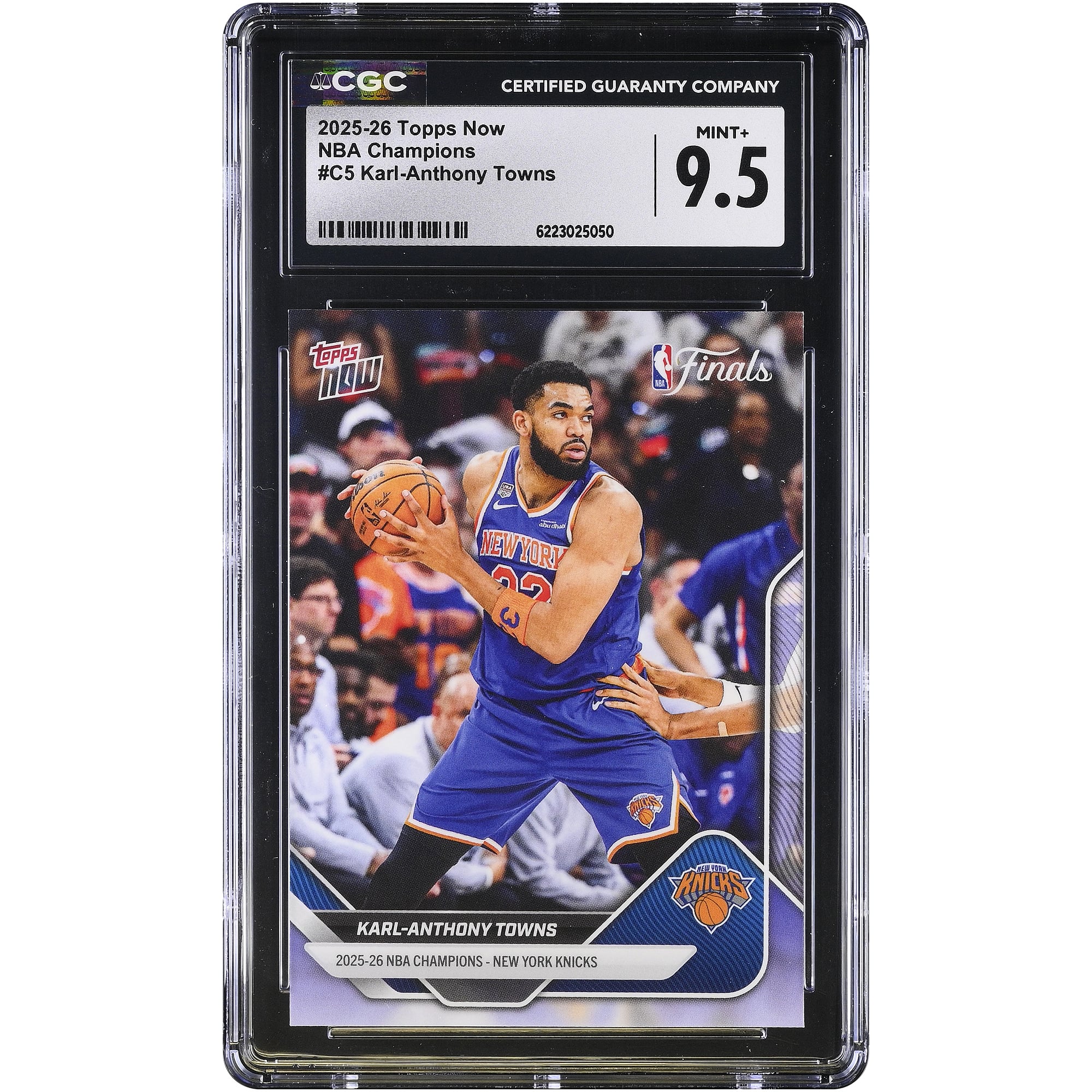 Karl-Anthony Towns, New York Knicks, 2025-26 Topps Now 25-26 NBA Champions #C5, CGC-authentifiziert, Zustand: MINT+ 9.5, Karte