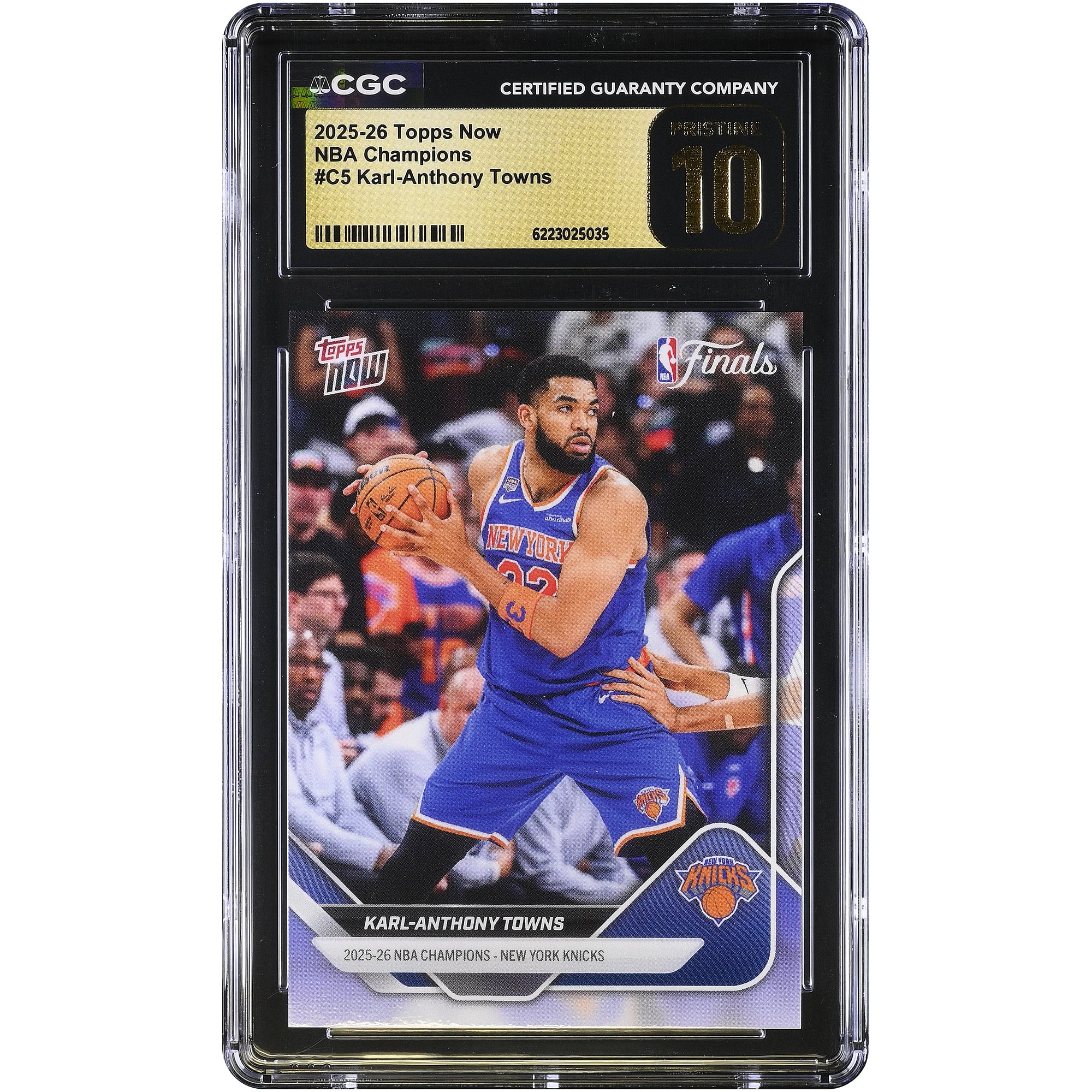 Karl-Anthony Towns, New York Knicks, 2025-26 Topps Now 25-26 NBA Champions #C5, CGC-authentifizierte Karte in einwandfreiem Zustand (PRISTINE 10).
