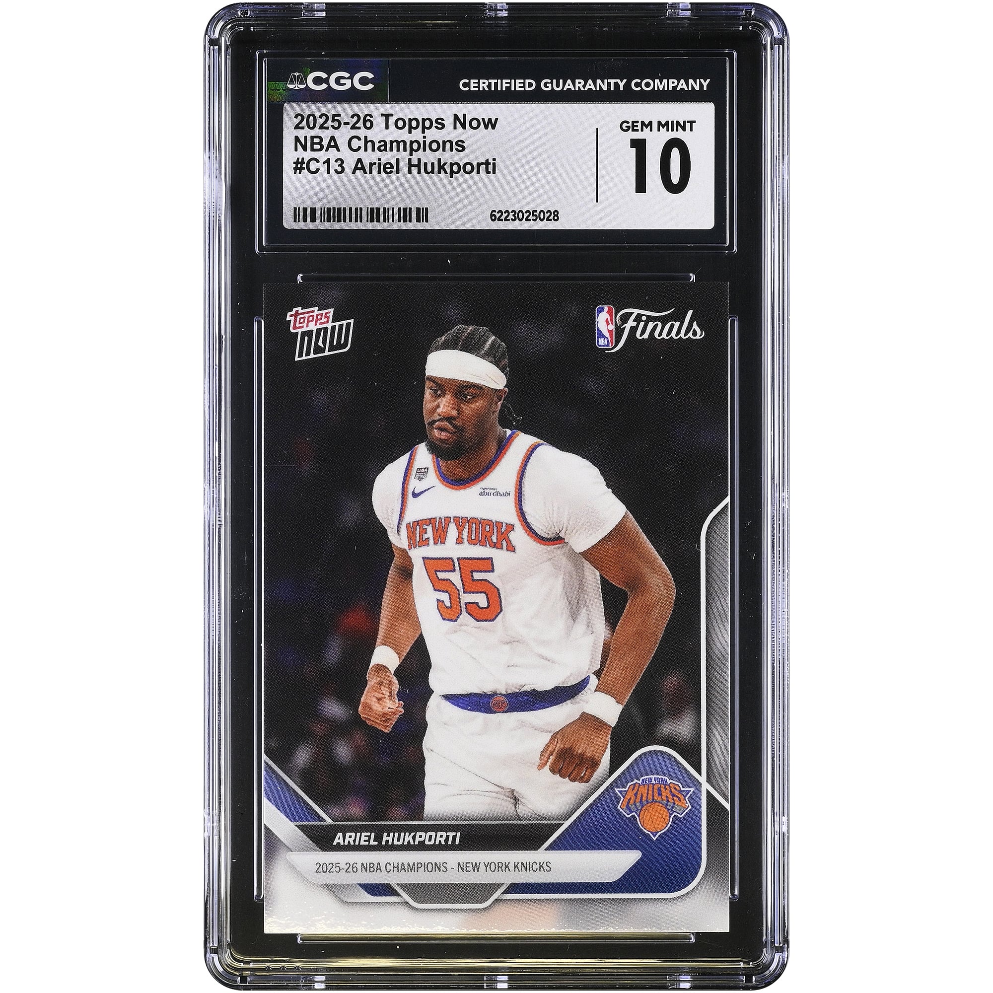 Ariel Hukporti New York Knicks 2025-26 Topps Now 25-26 NBA Champions #C13 CGC Authenticated GEM MINT 10 Card