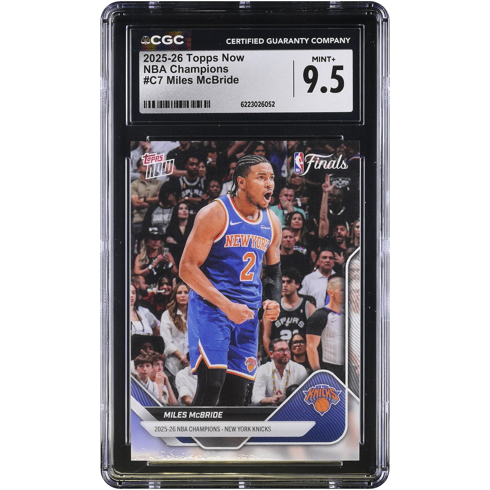 Miles McBride New York Knicks 2025-26 Topps Now 25-26 NBA Champions #C7 CGC Authenticated MINT+ 9.5 Karte