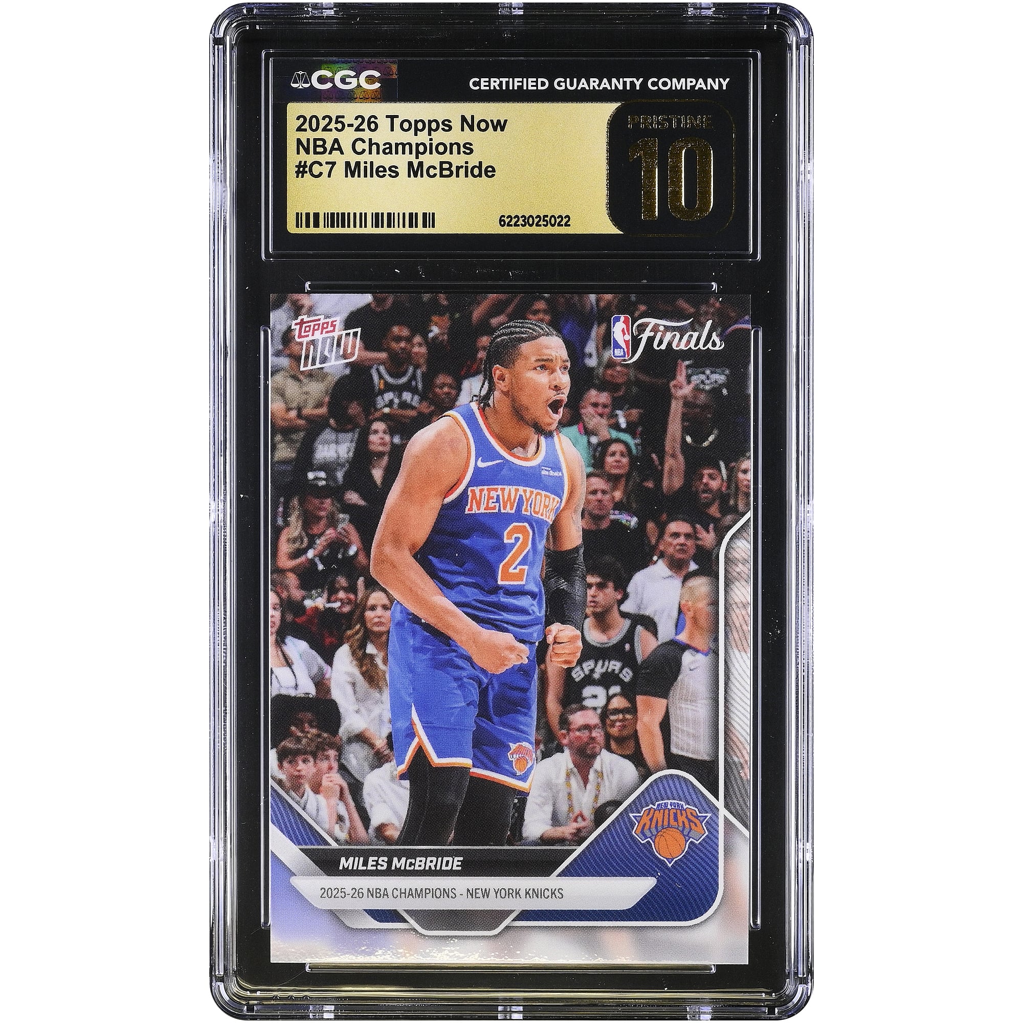 Miles McBride New York Knicks 2025-26 Topps Now 25-26 NBA Champions #C7 CGC Authenticated PRISTINE 10 Card
