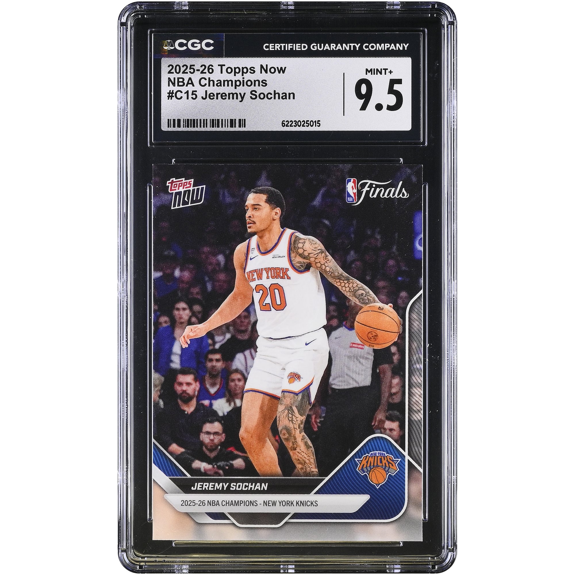 Jeremy Sochan New York Knicks 2025-26 Topps Now 25-26 NBA Champions #C15 CGC Authenticated MINT+ 9.5 Card