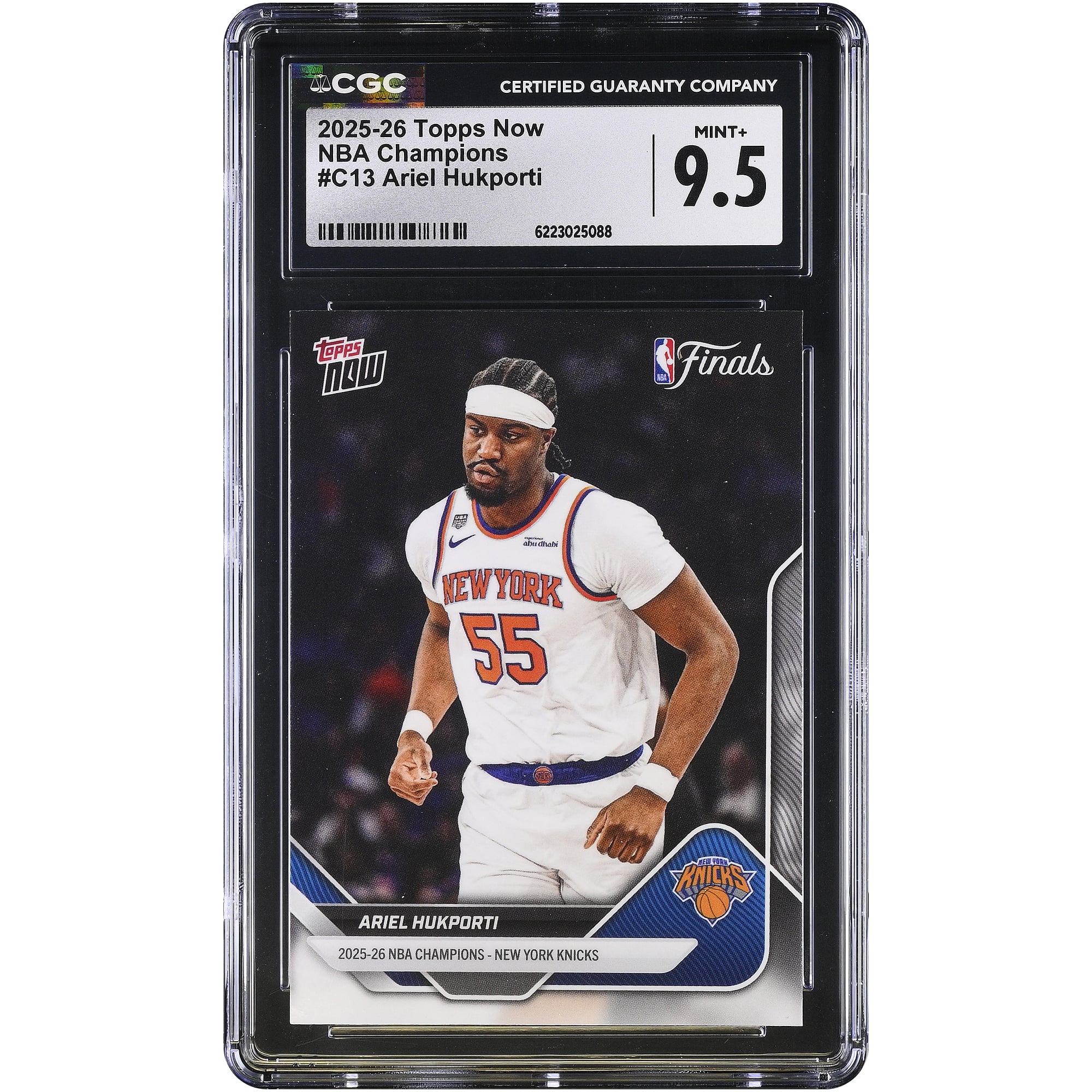 Ariel Hukporti New York Knicks 2025-26 Topps Now 25-26 NBA Champions #C13 CGC Authenticated MINT+ 9.5 Card