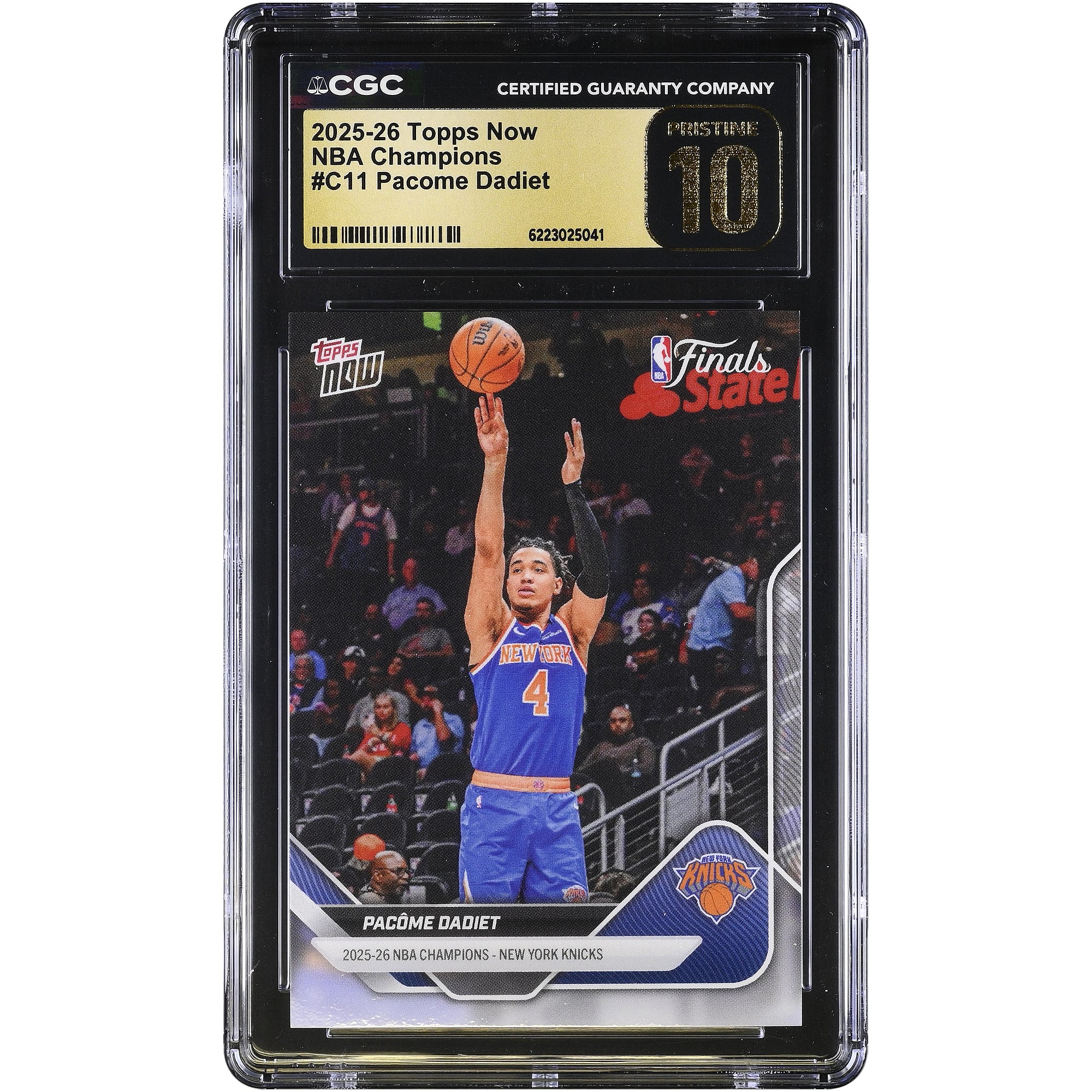 Pacome Dadiet New York Knicks 2025-26 Topps Now 25-26 NBA Champions #C11 CGC Authenticated PRISTINE 10 Card