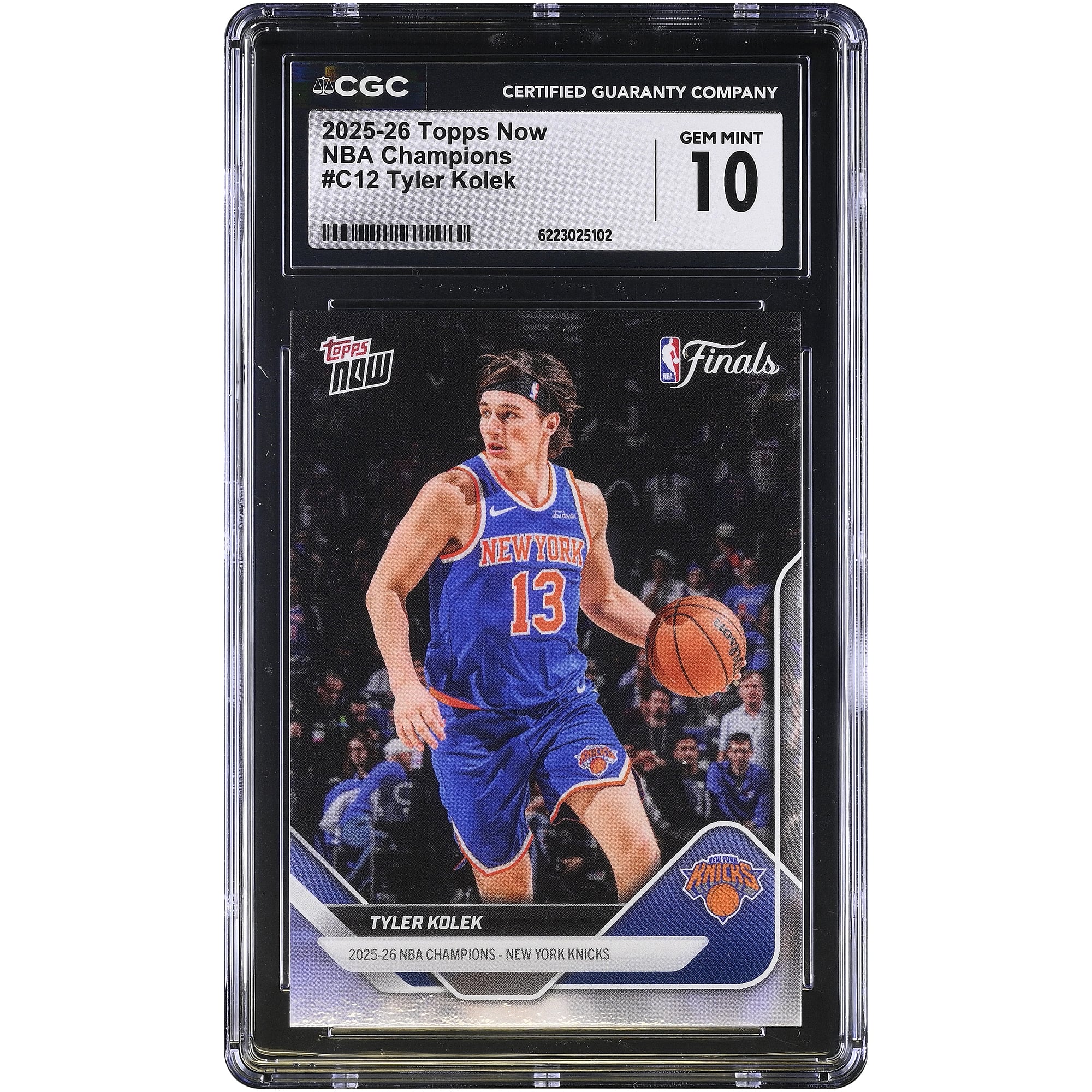 Tyler Kolek New York Knicks 2025-26 Topps Now 25-26 NBA Champions #C12 CGC Authenticated GEM MINT 10 Card