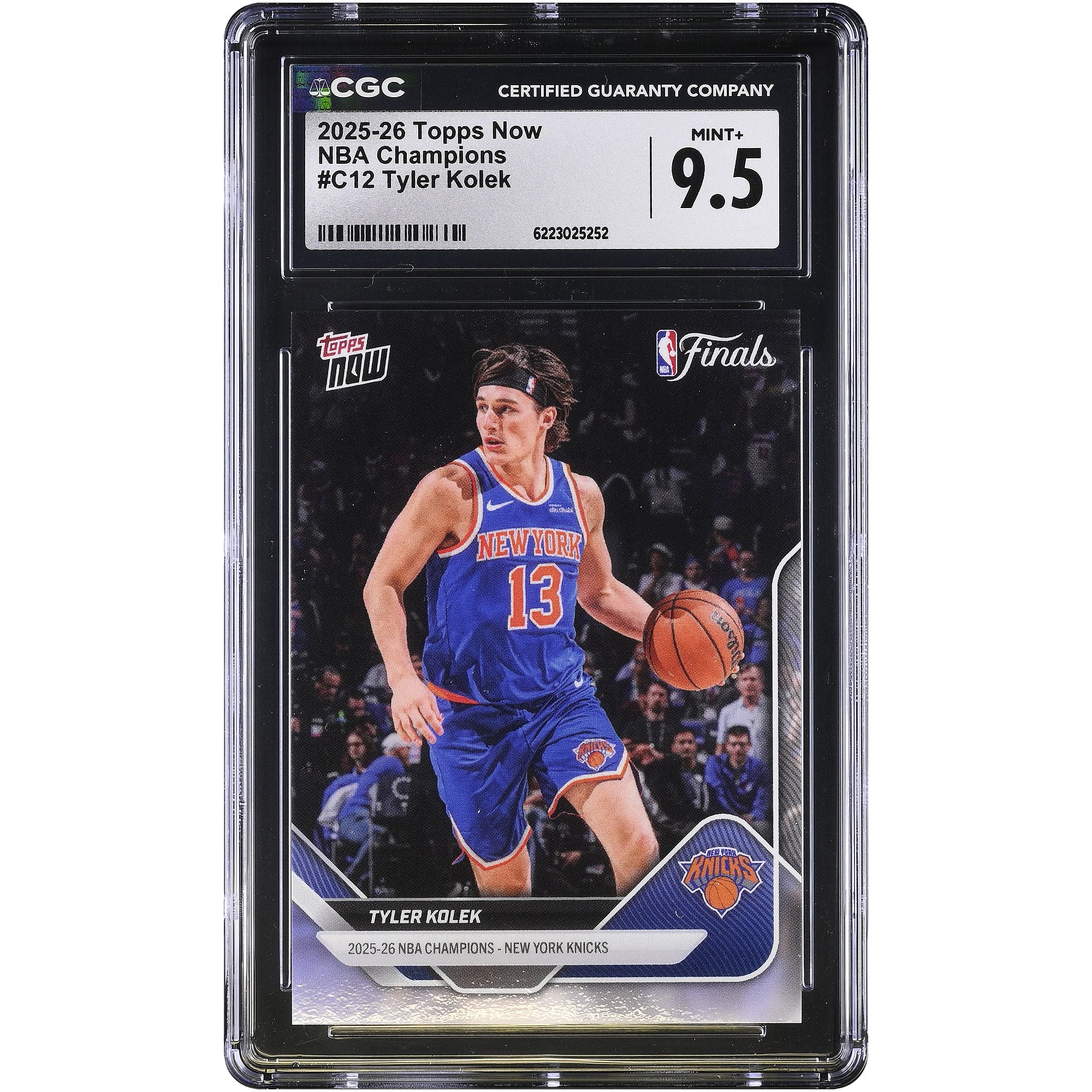 Tyler Kolek New York Knicks 2025-26 Topps Now 25-26 NBA Champions #C12 CGC Authenticated MINT+ 9.5 Card