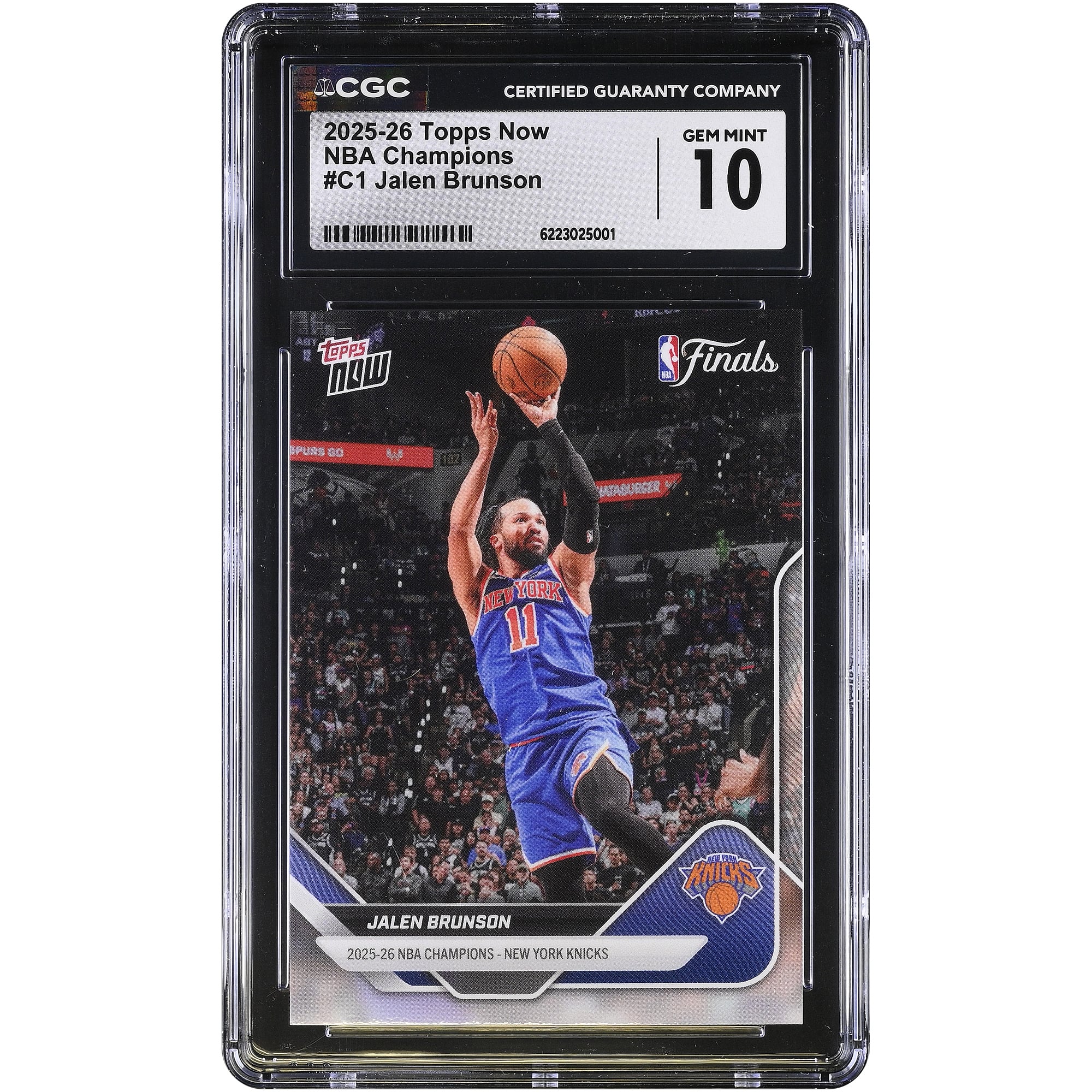 Jalen Brunson New York Knicks 2025-26 Topps Now 25-26 NBA Champions #C1 CGC Authenticated GEM MINT 10 Card